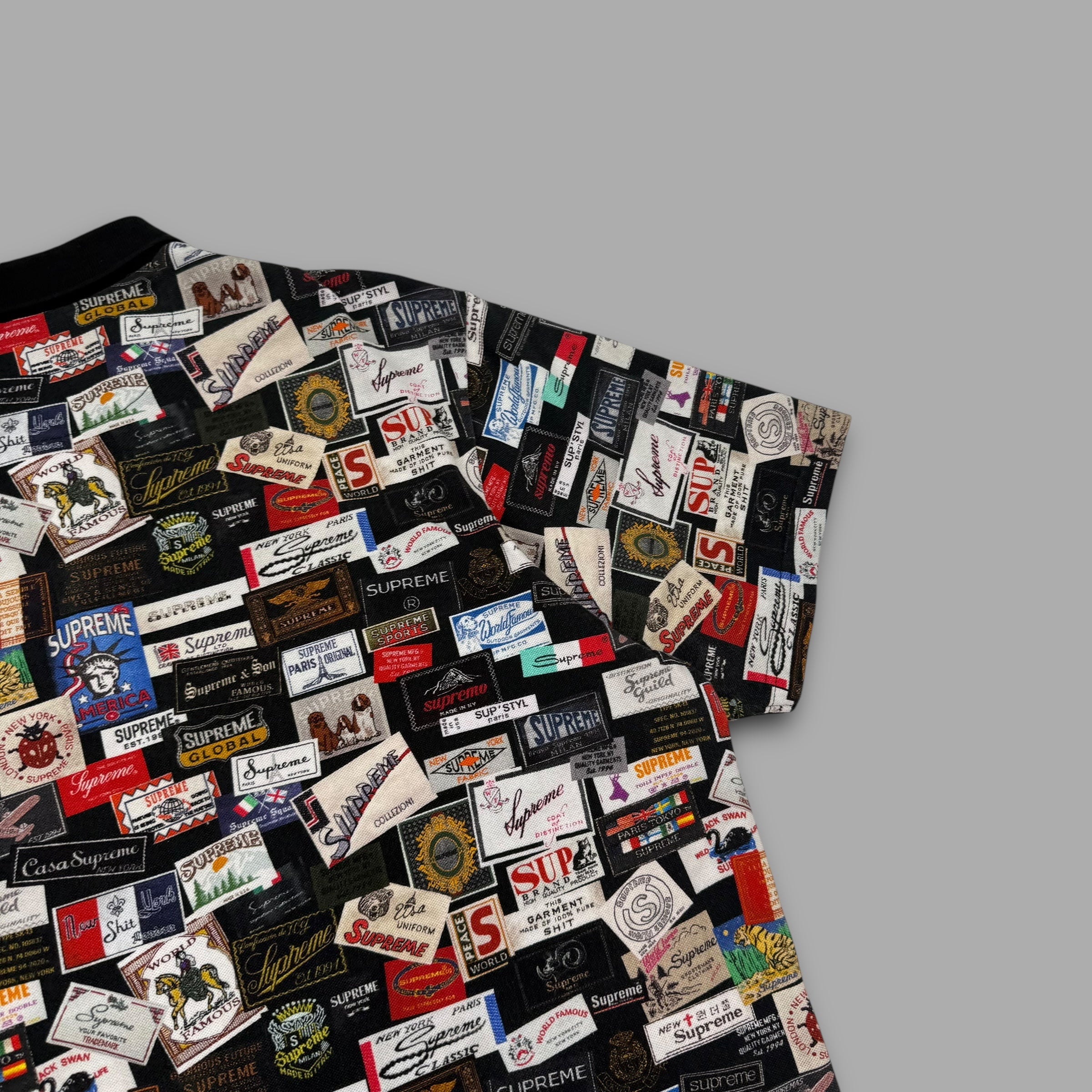 Supreme SS21 monogram labels polo shirt (XL)