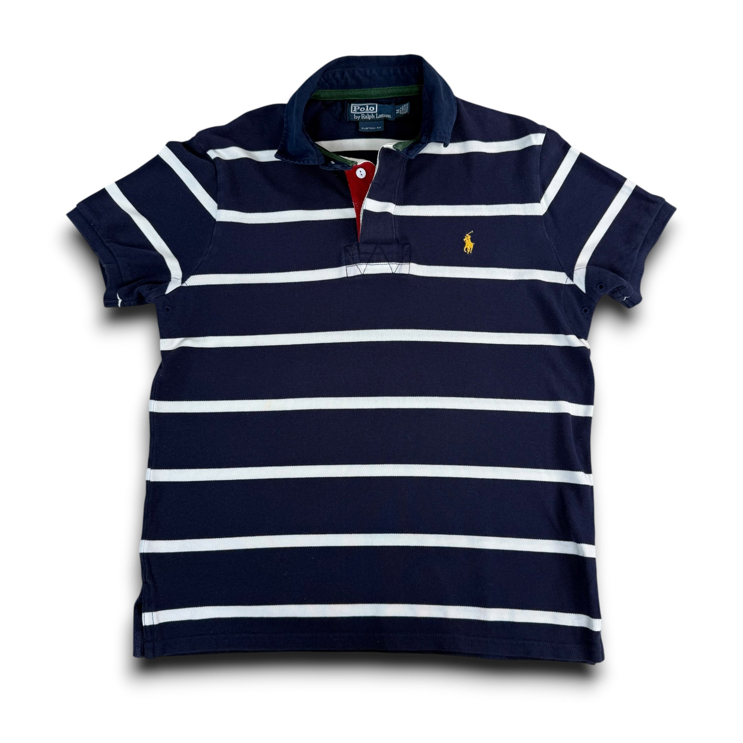 Ralph Lauren 2000's embroidered horizontal stripe polo shirt (M)