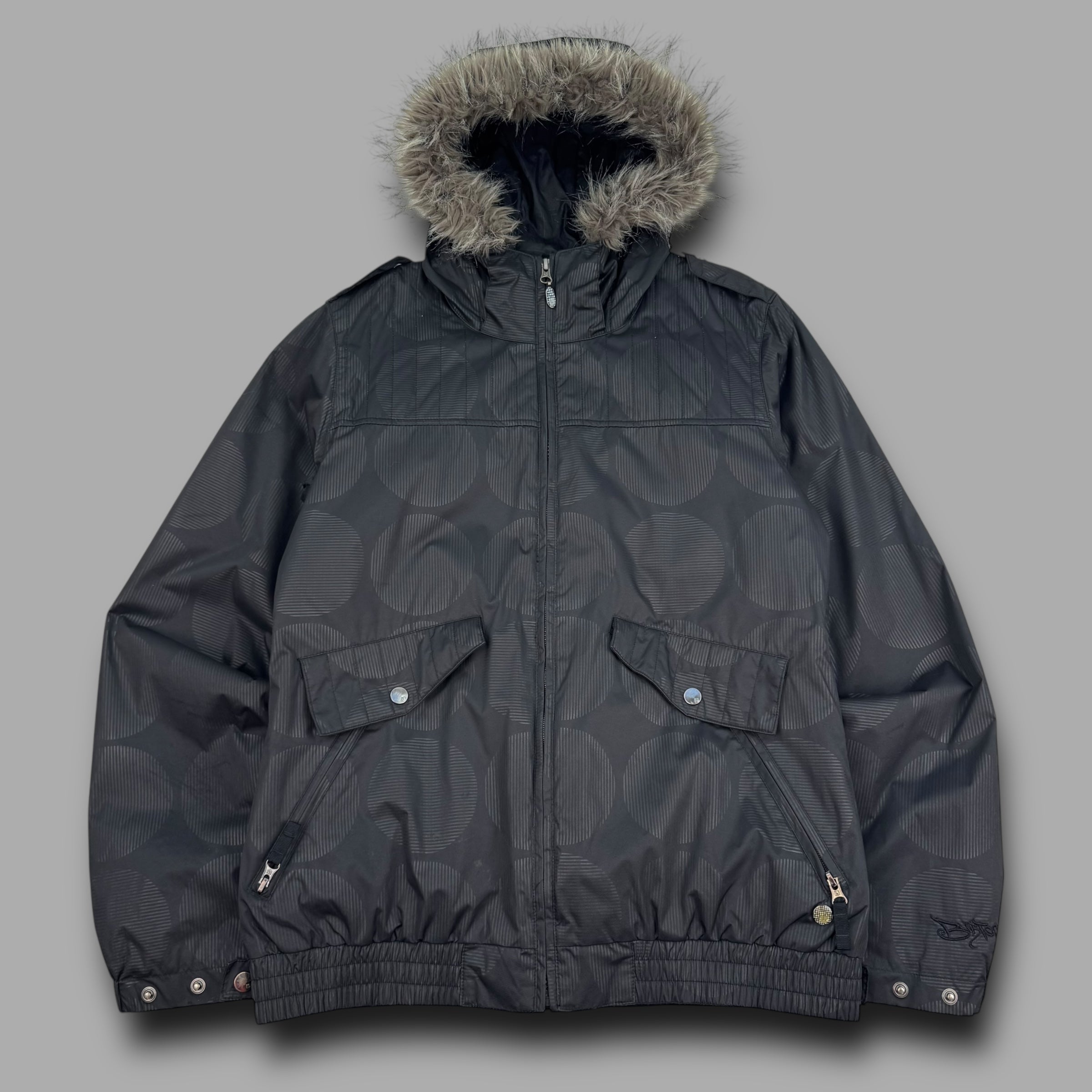 Burton 2000's technical monogram fur hood softshell ski jacket (L) wms