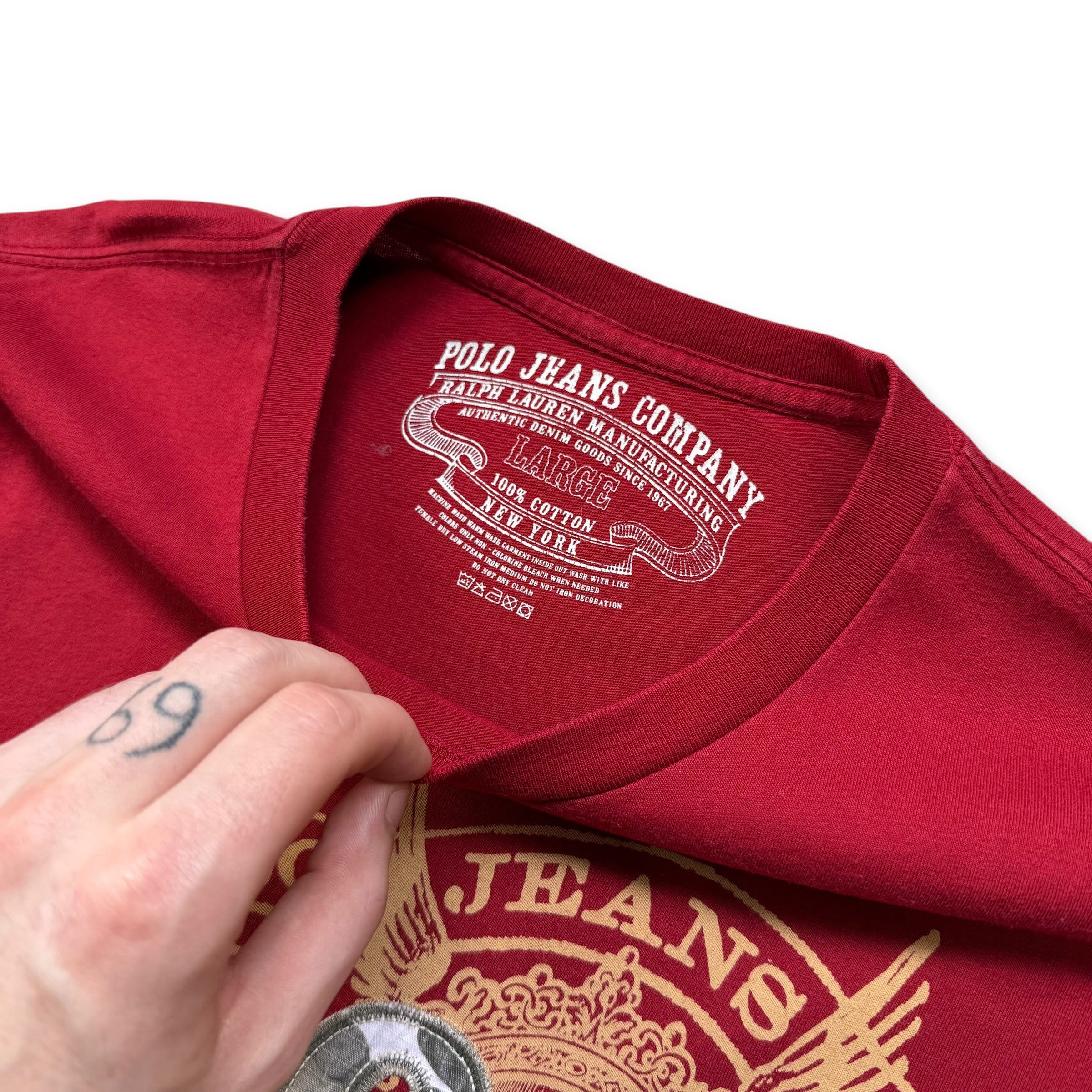 Ralph Lauren 2000's graphic embroidered long sleeve tee (L)