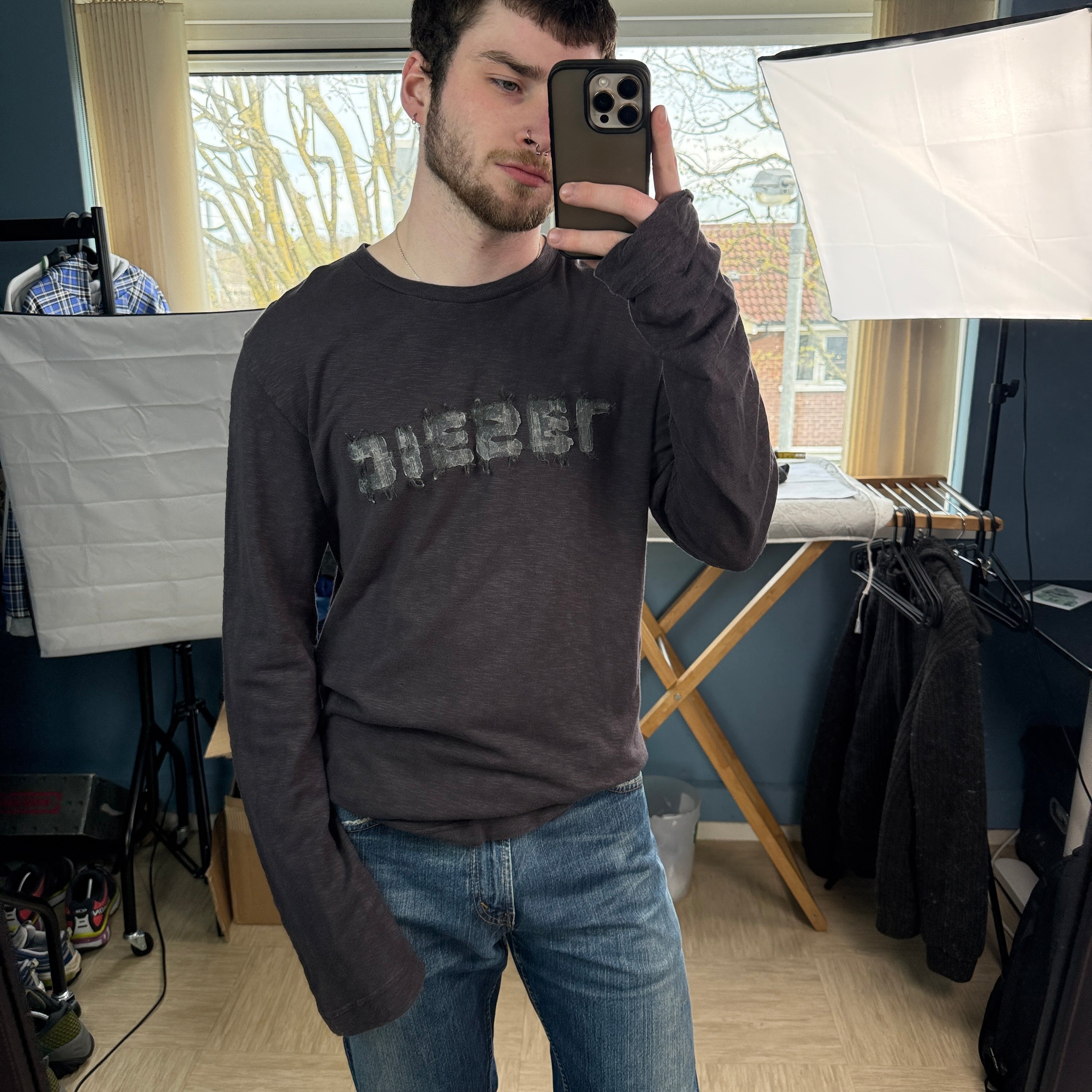 Diesel 2000's graphic backwards spellout long sleeve (L)