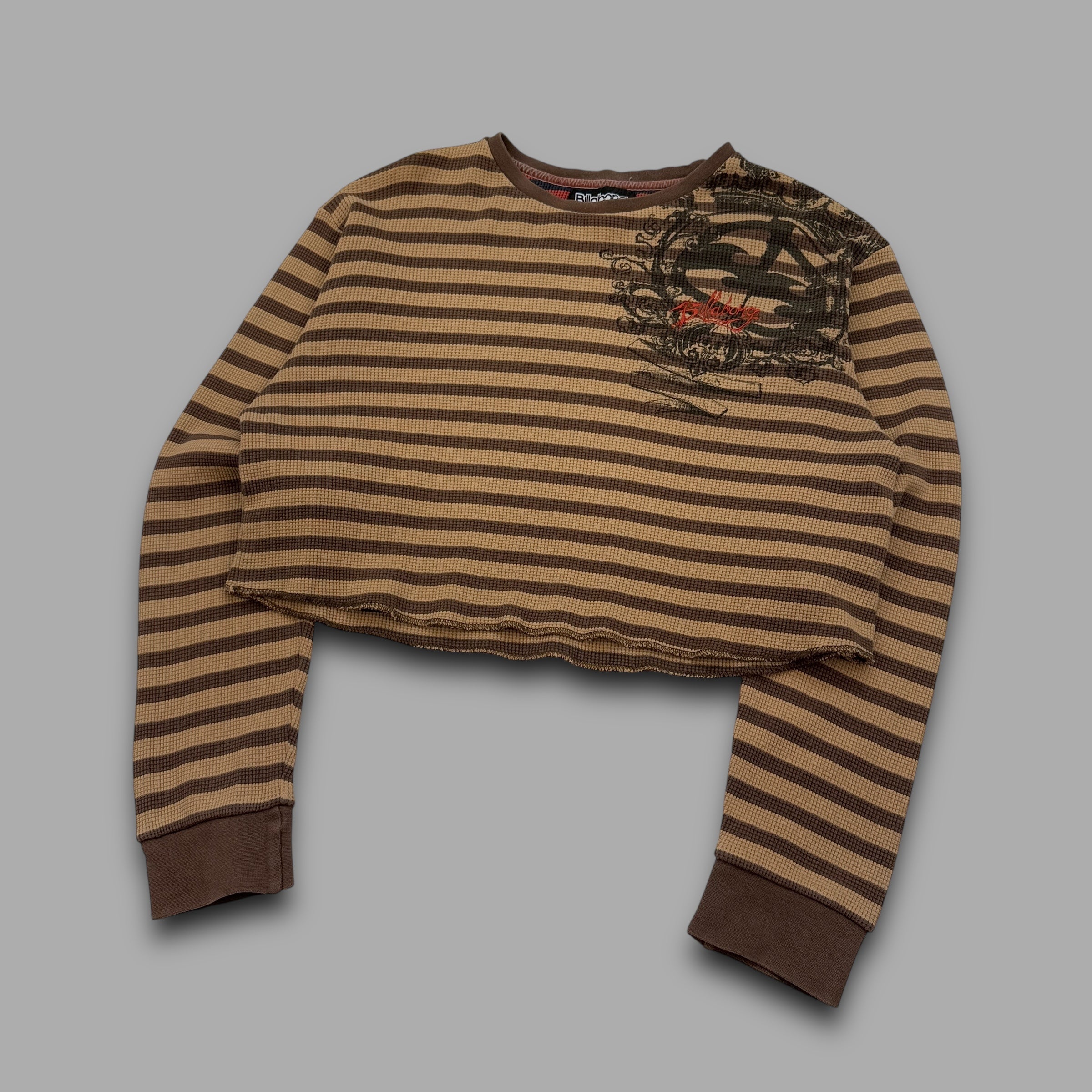 Billabong 2000's cropped spellout striped long sleeve (S)