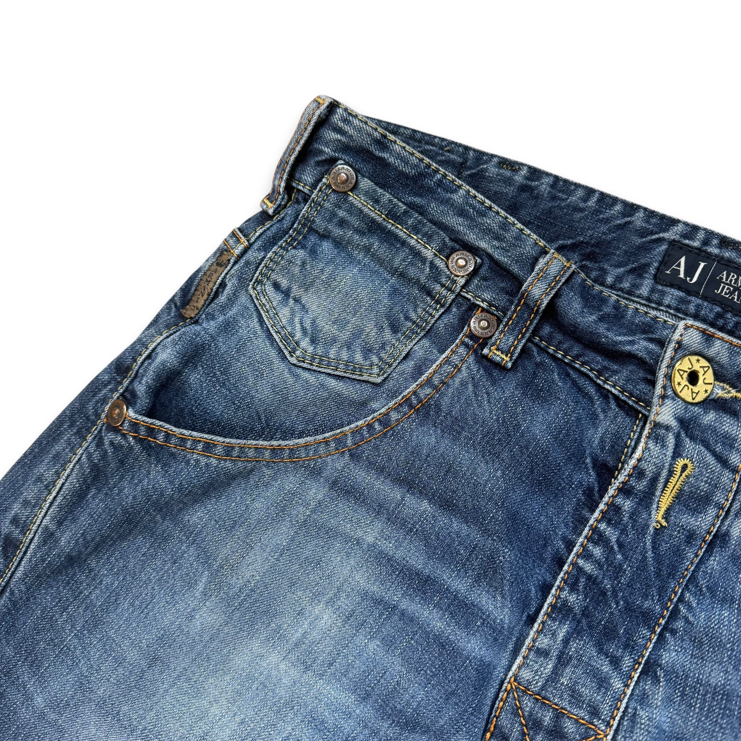 Armani 2000's twisted relaxed fit denim bootcut jeans (S)