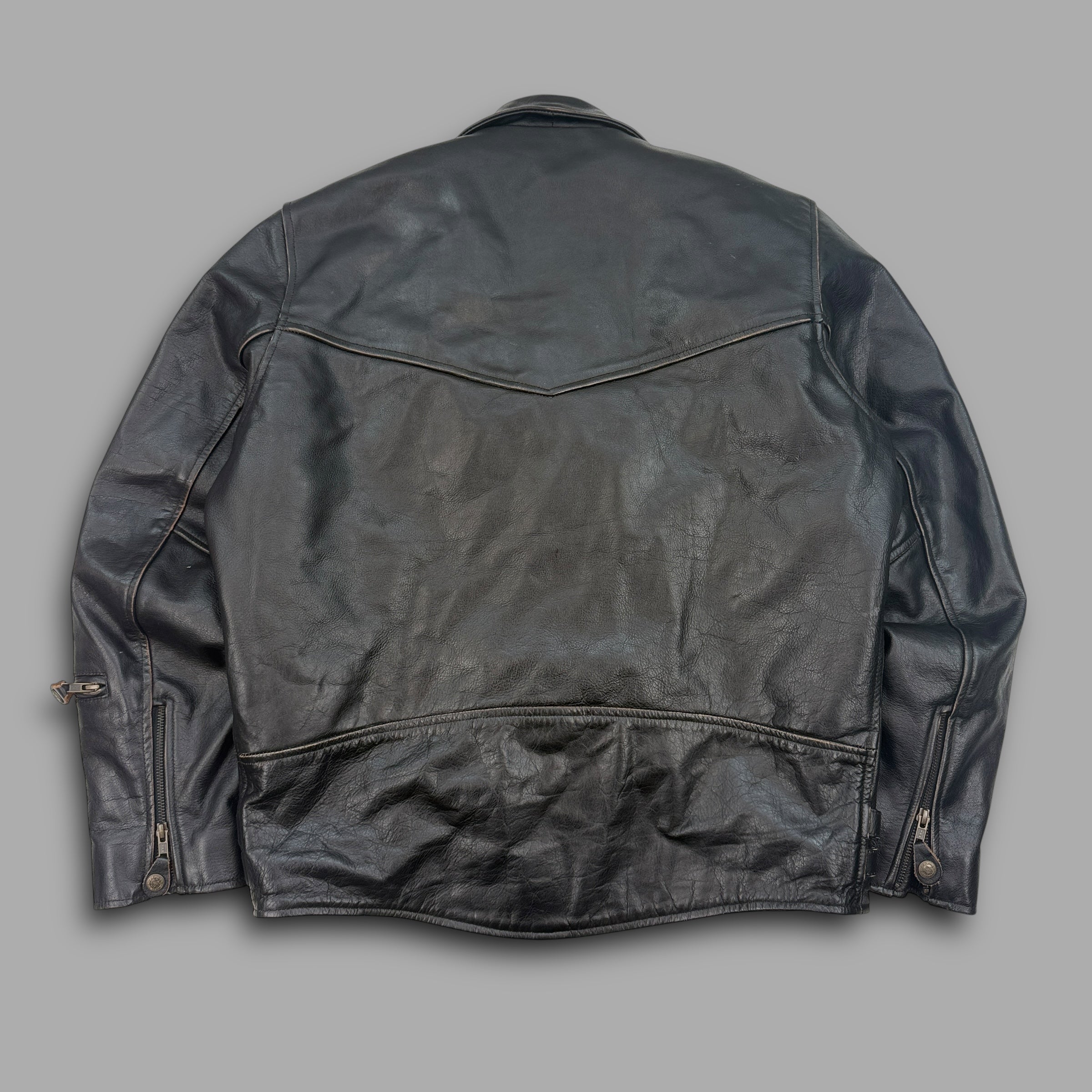 City of leather 'straight to hell' style leather biker jacket (L)