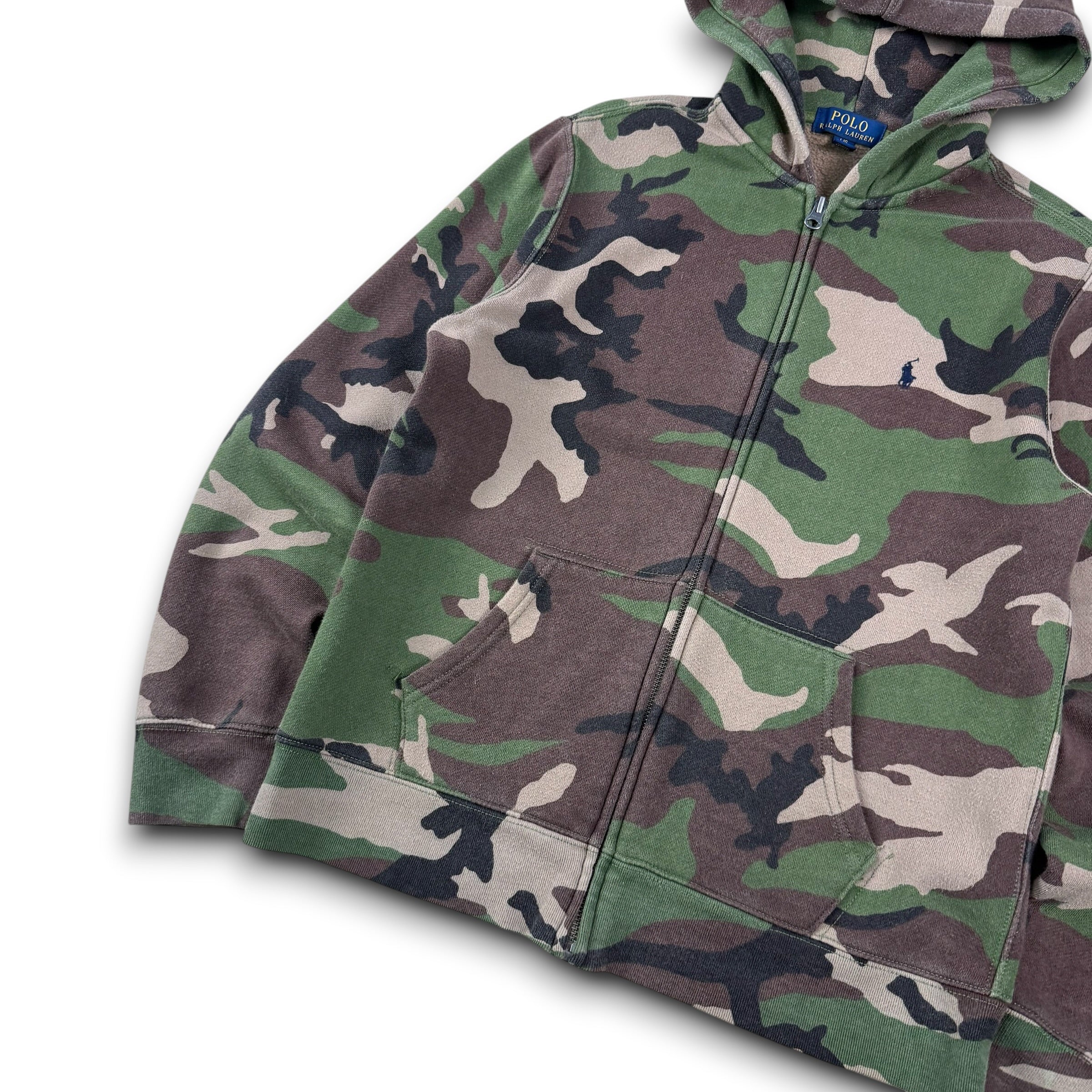 Ralph Lauren 2000's fitted zip up camo hoodie (XS)