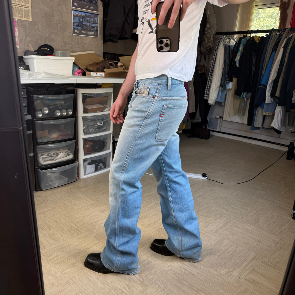 Diesel 2000's ravix relaxed bootcut light denim jeans (S)