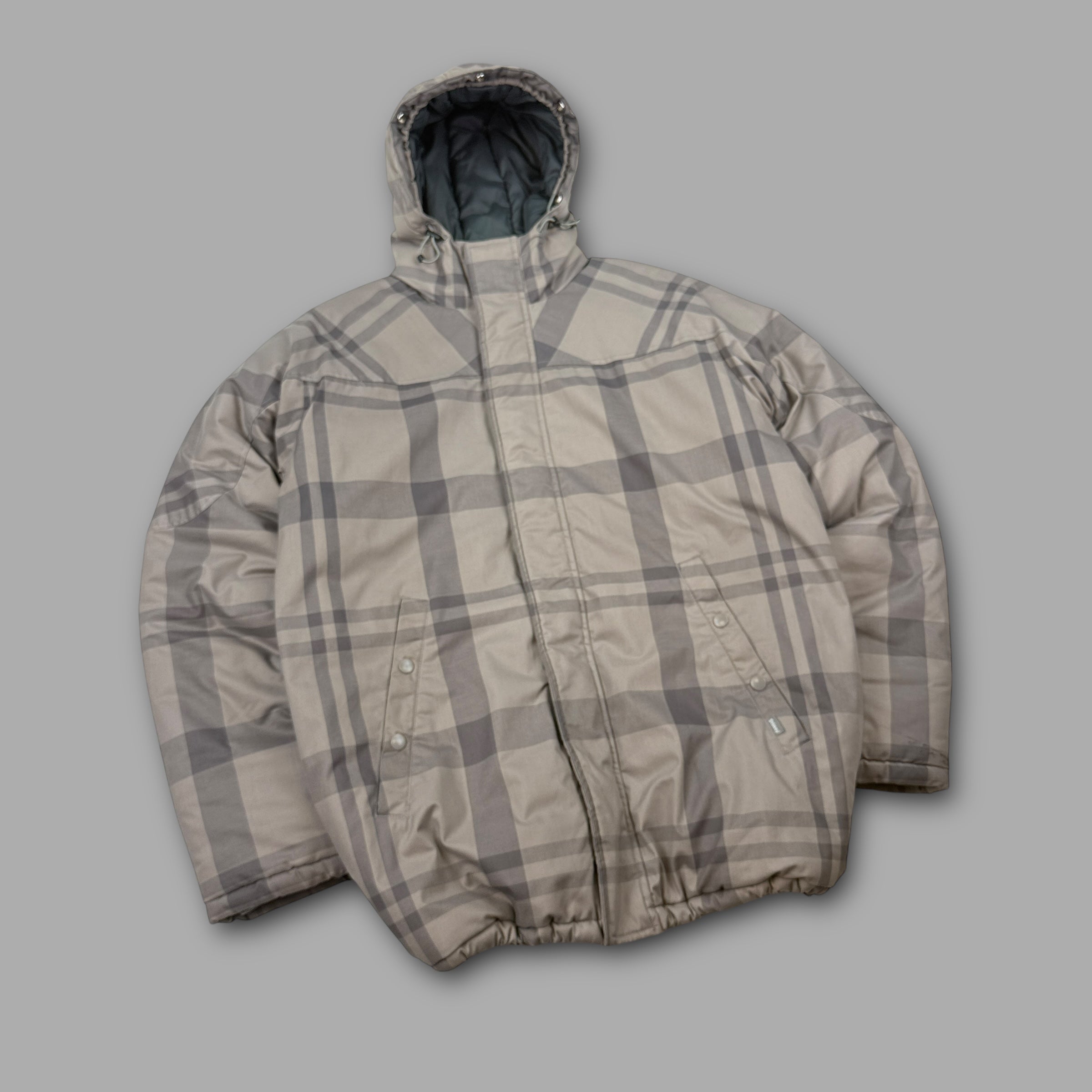 Stussy 2000's technical plaid downfilled soft shell jacket (M-L)