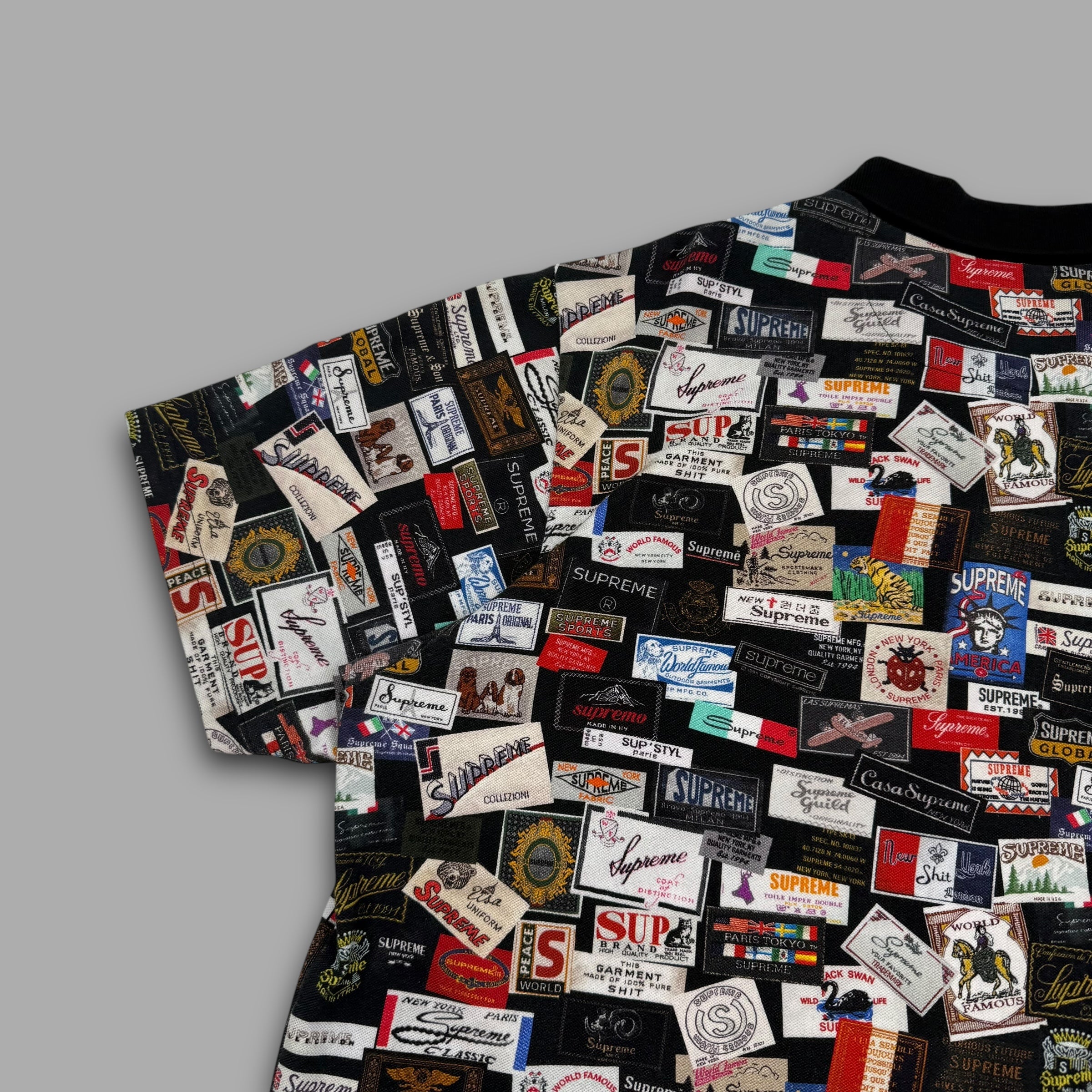 Supreme SS21 monogram labels polo shirt (XL)