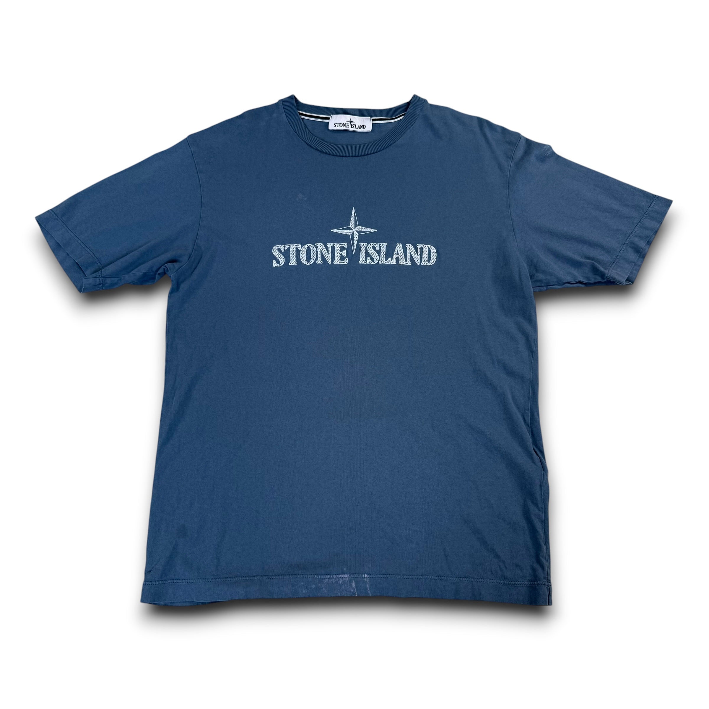 Stone island graphic embroidered spellout tee (S)