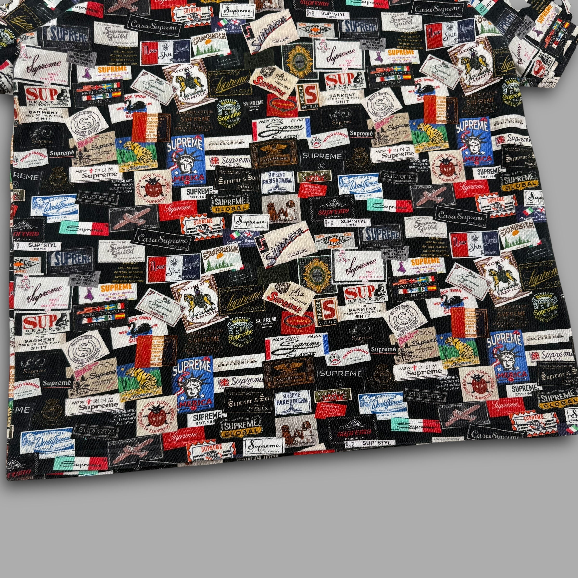 Supreme SS21 monogram labels polo shirt (XL)