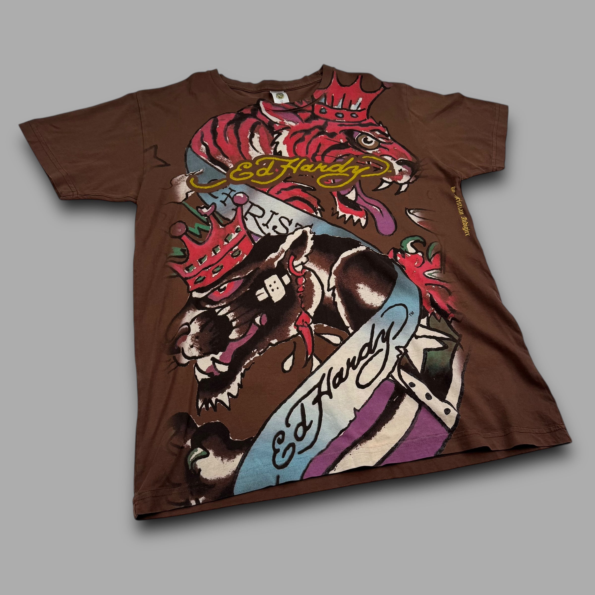 Ed hardy 2000's graphic spellout tee (M)