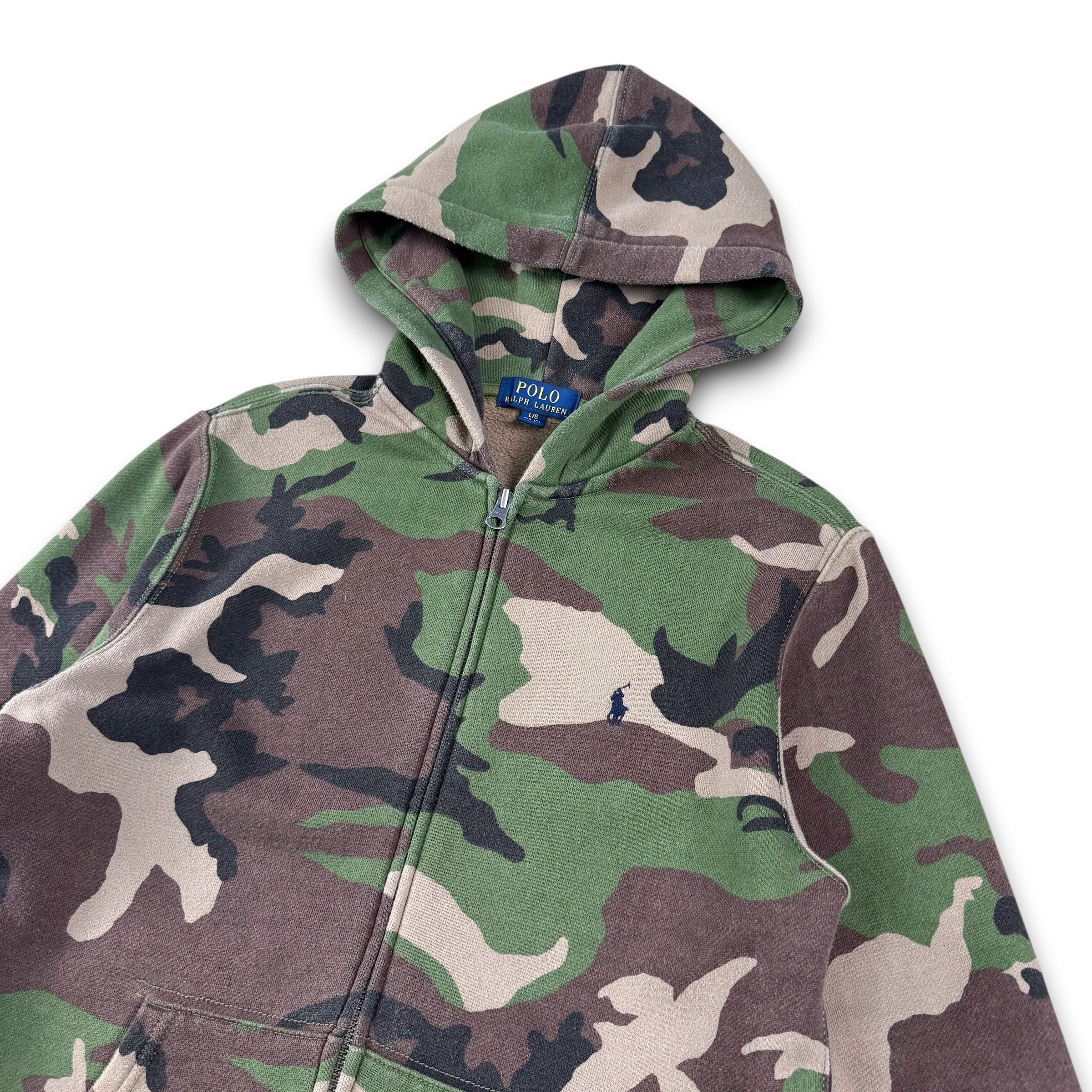 Ralph Lauren 2000's fitted zip up camo hoodie (XS)