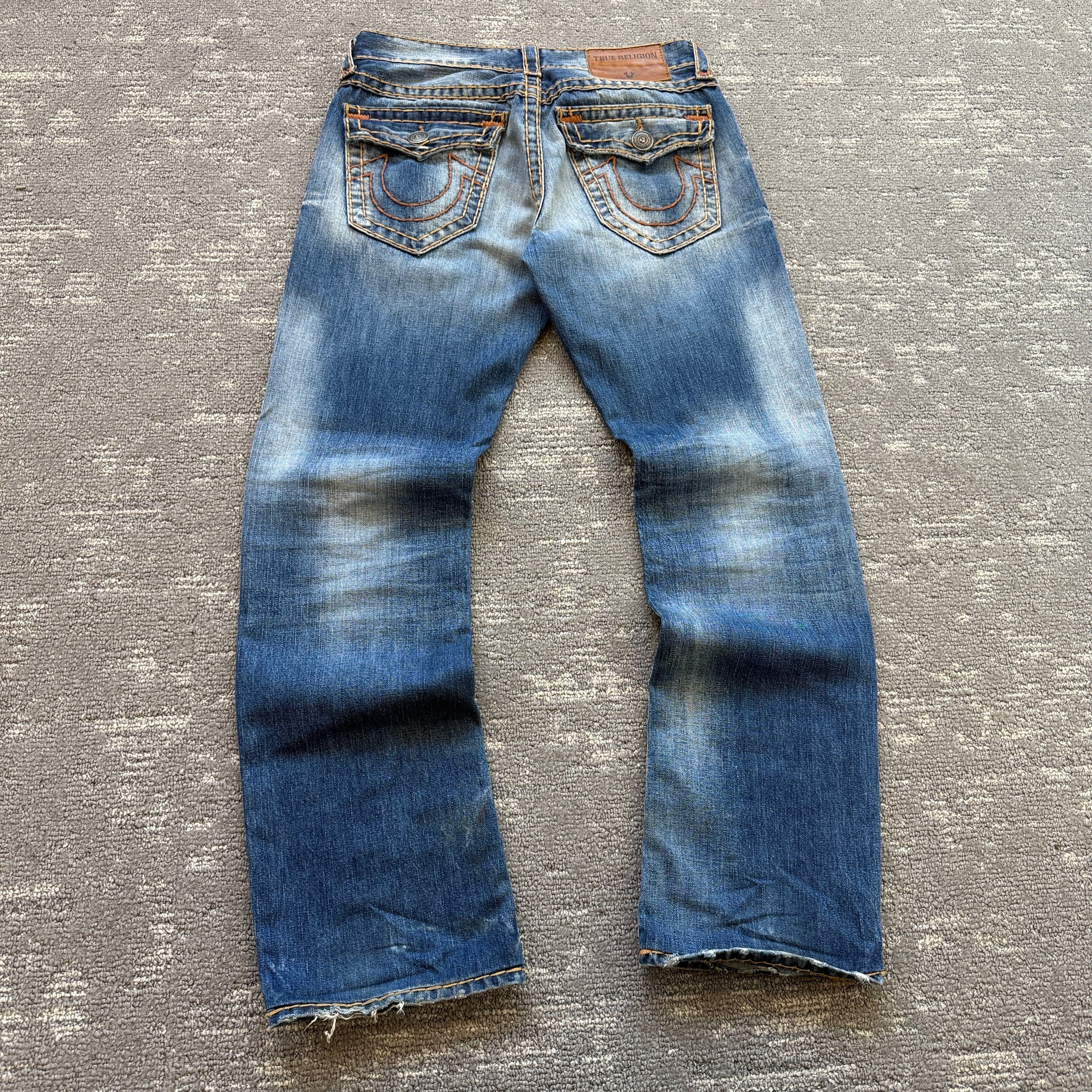 True religion 2000's Ricky relaxed straight contrast stitch denim jeans (S)