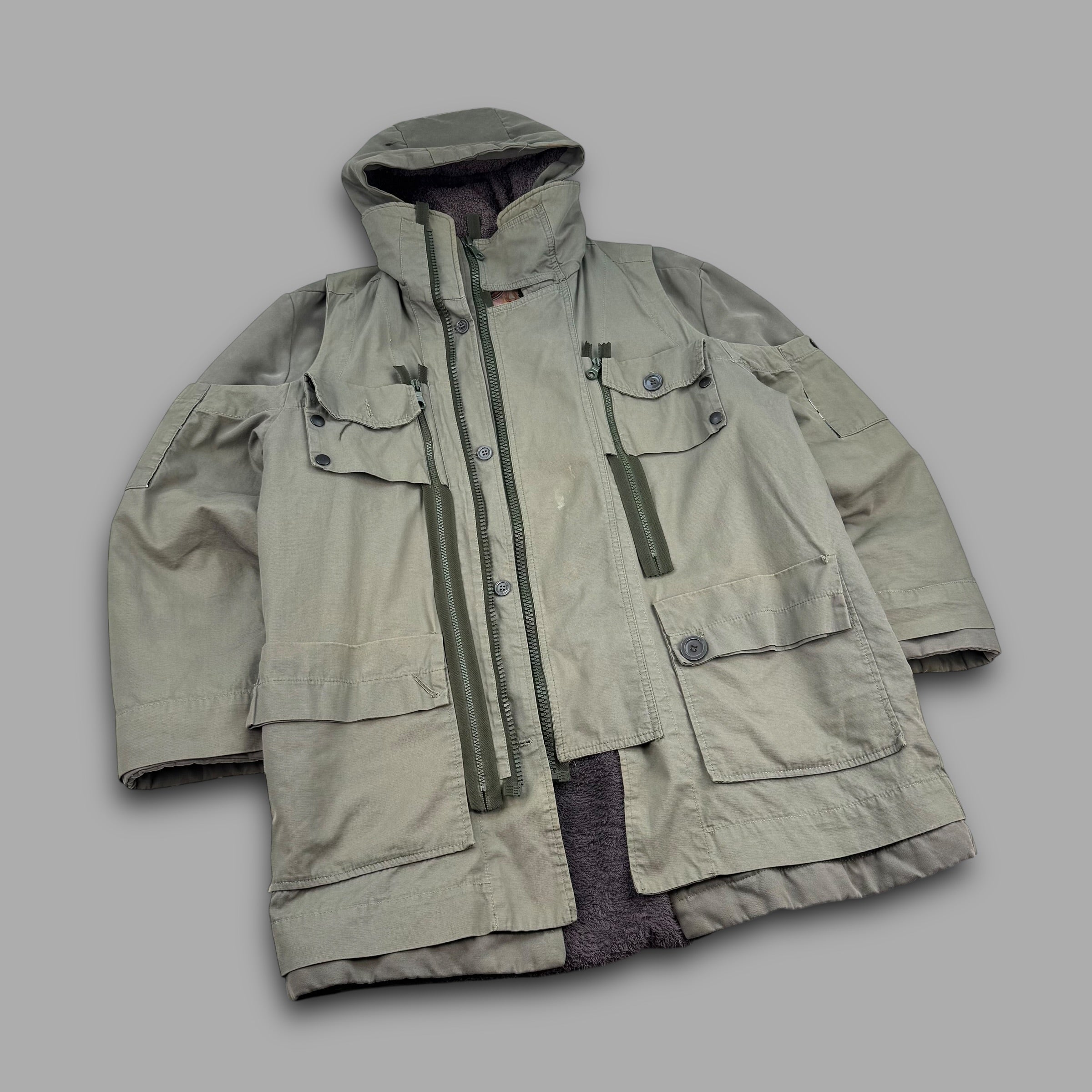 Diesel style lab 2000's technical multi-pocket heavyweight fur