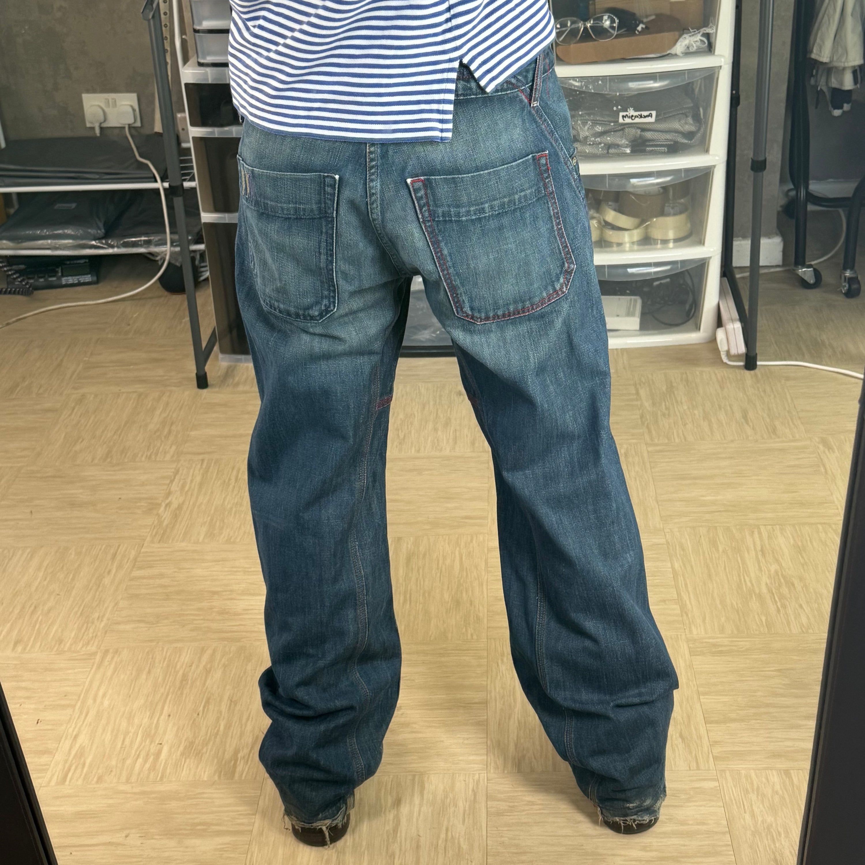 Diesel 2004 relaxed bootcut embroidered denim jeans (S)