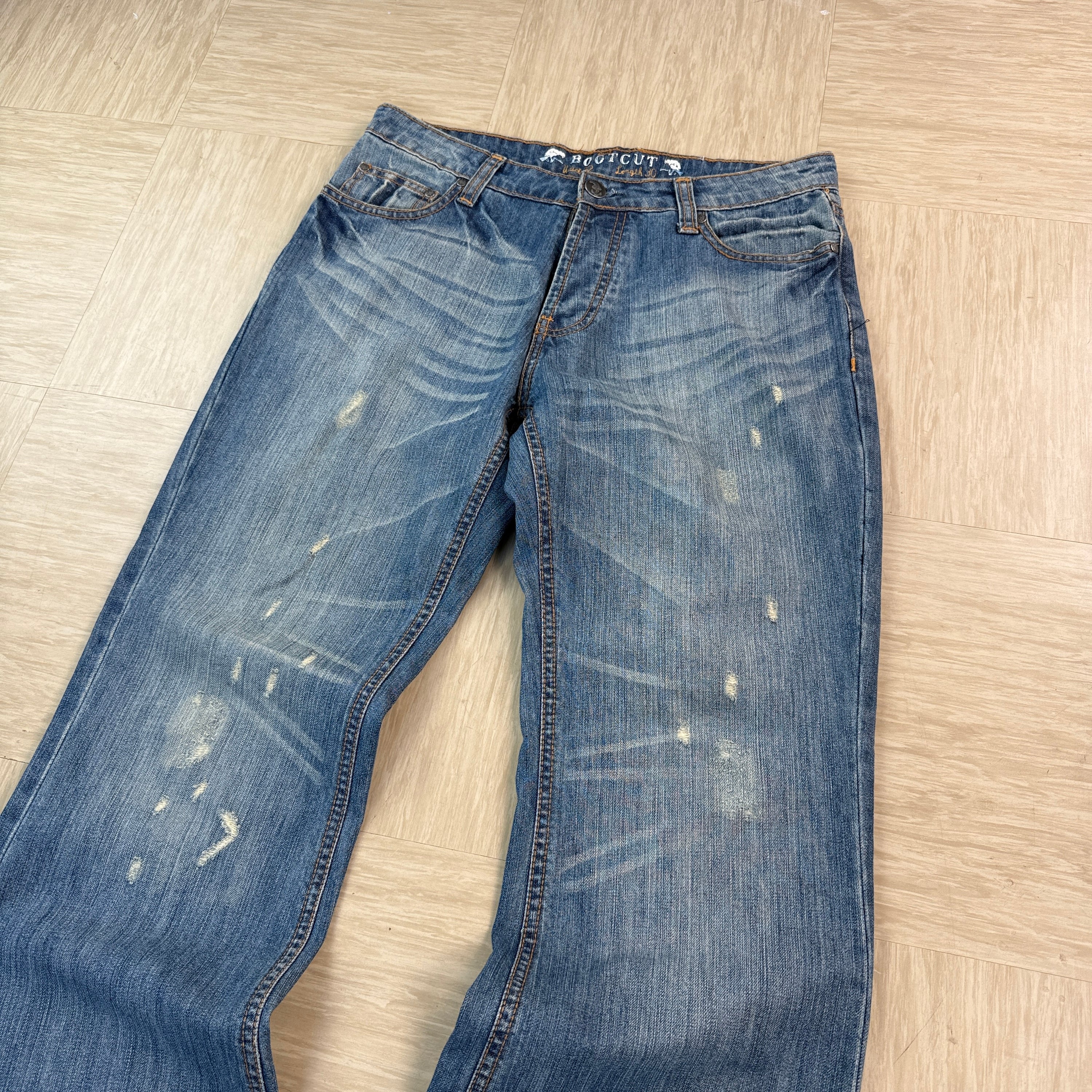 New look 2000's vintage baggy denim bootcut jeans (S)