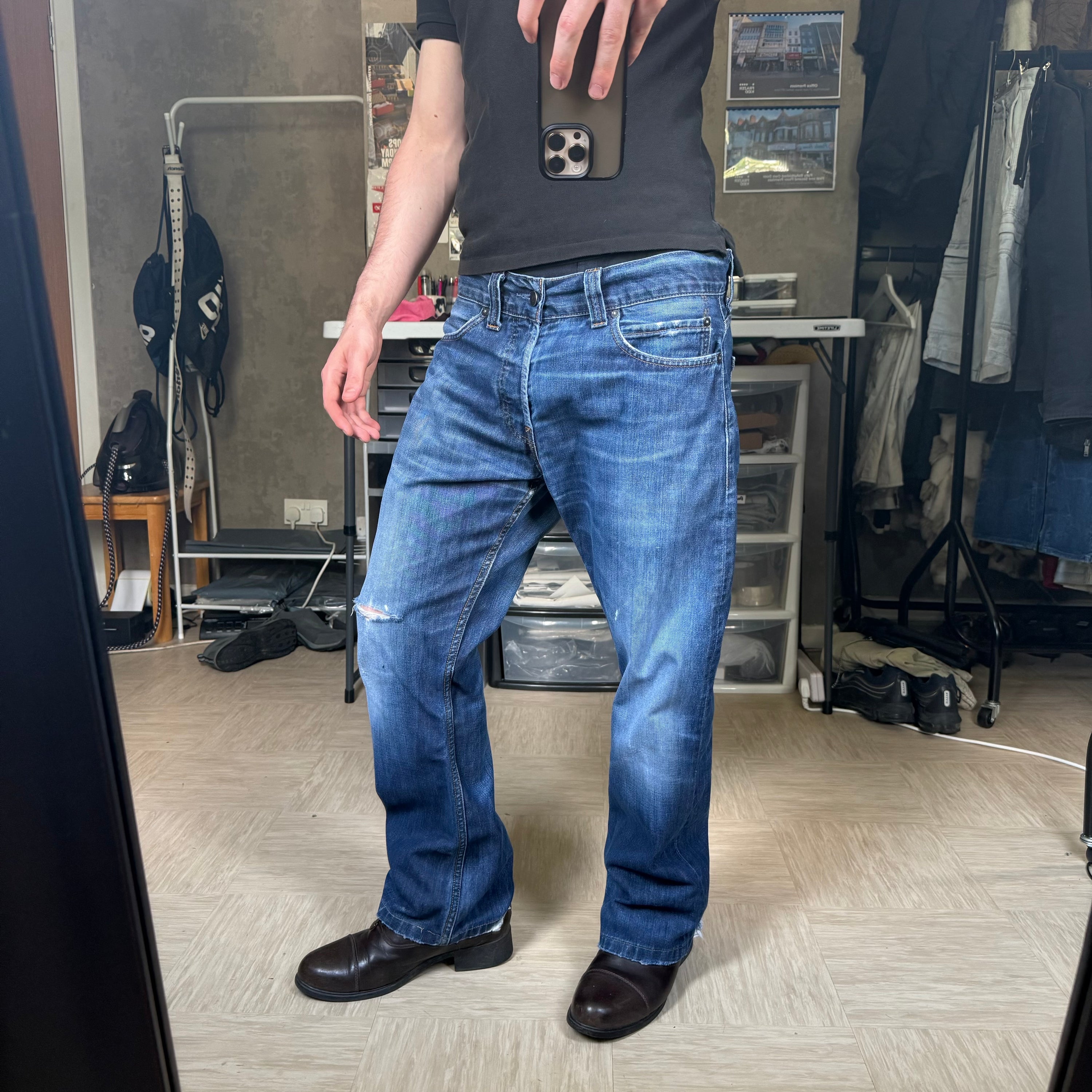 Levi's 512 2000's distressed denim bootcut jeans (S)