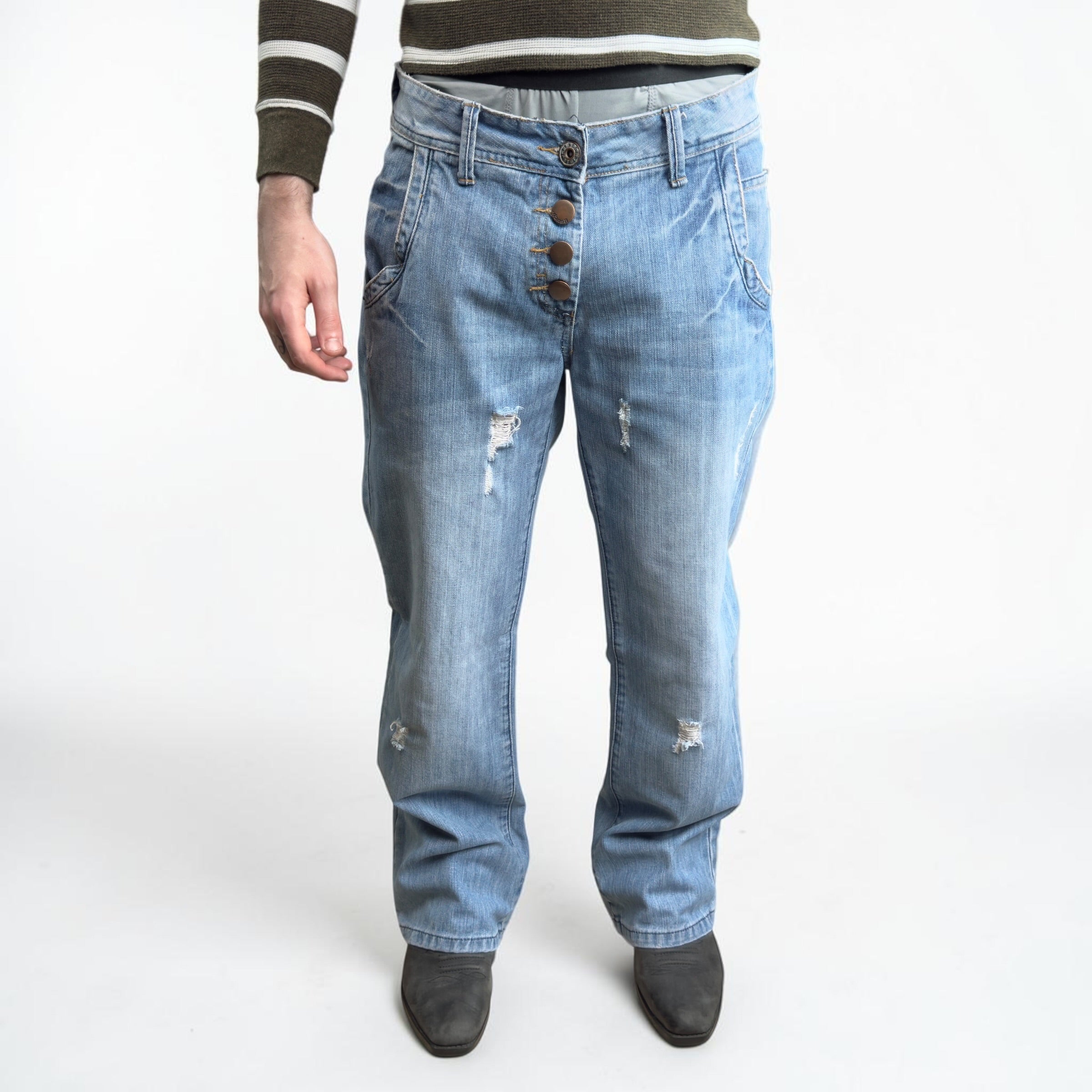 Bench 2000's button fly encore boyfriend fit denim jeans (S)