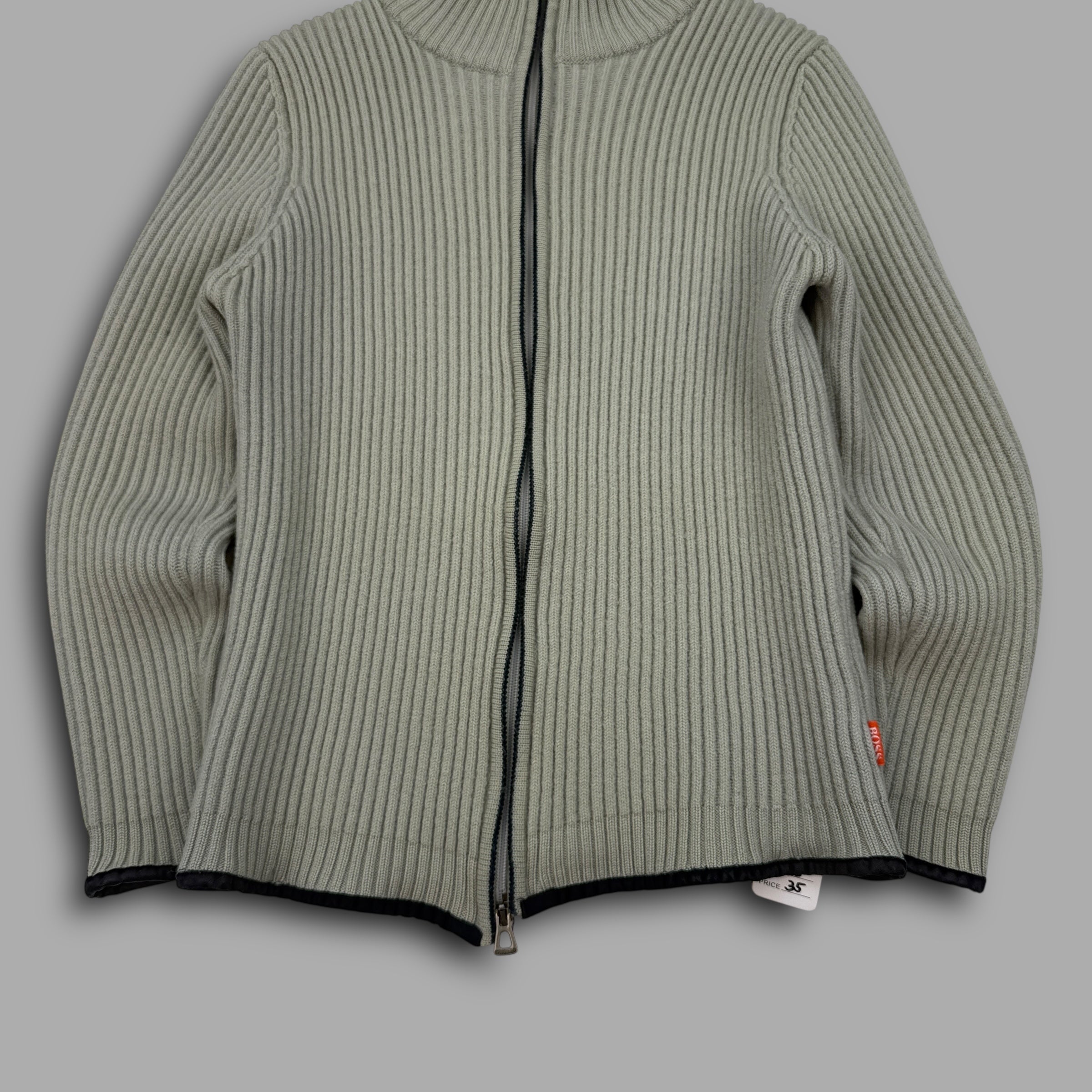 Hugo boss 2000's orange tab chunky knit full zip cardigan (XS)