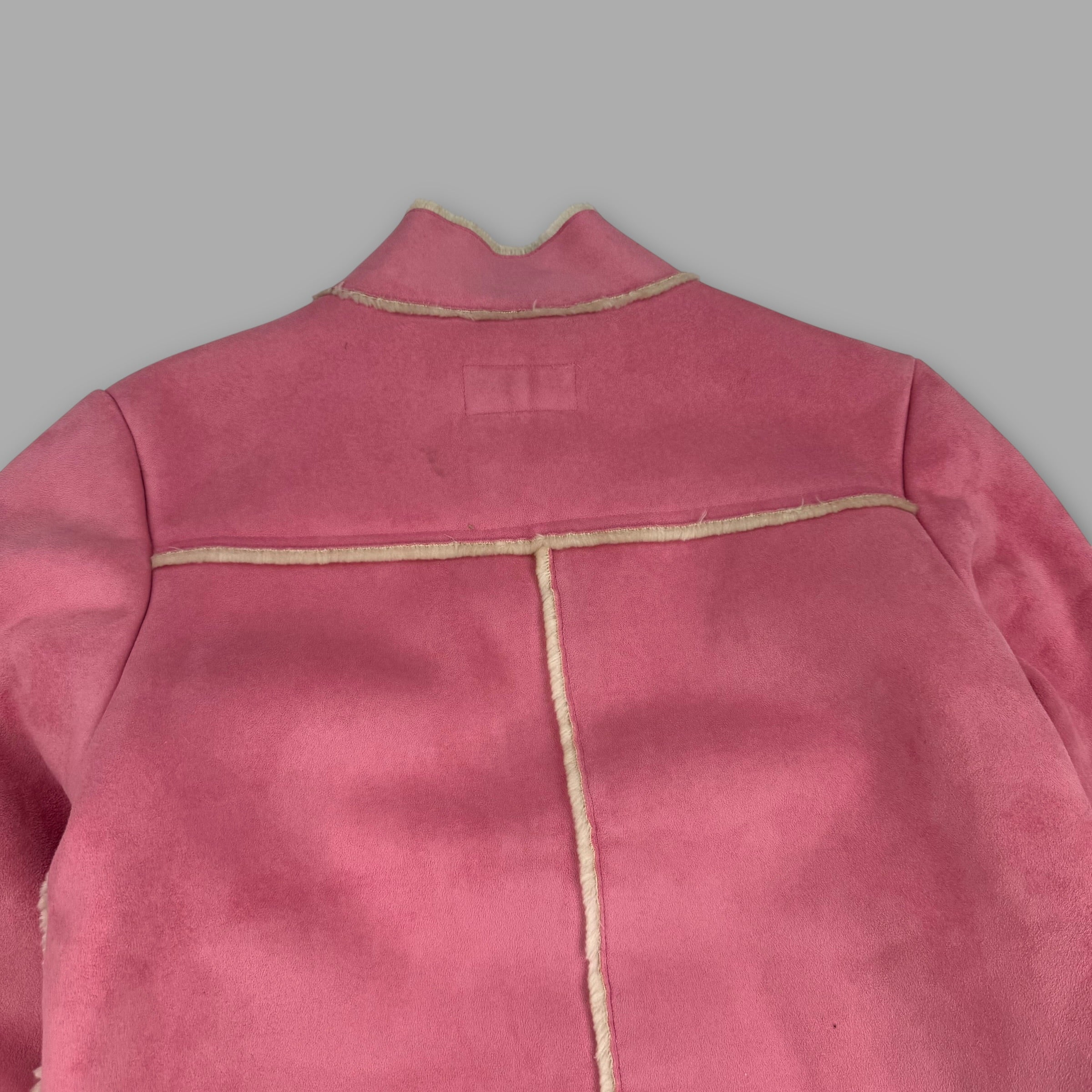 Roxy Life 2000's faux suede fur lined zip up jacket with embroidered logo and velcro closure (M) wms