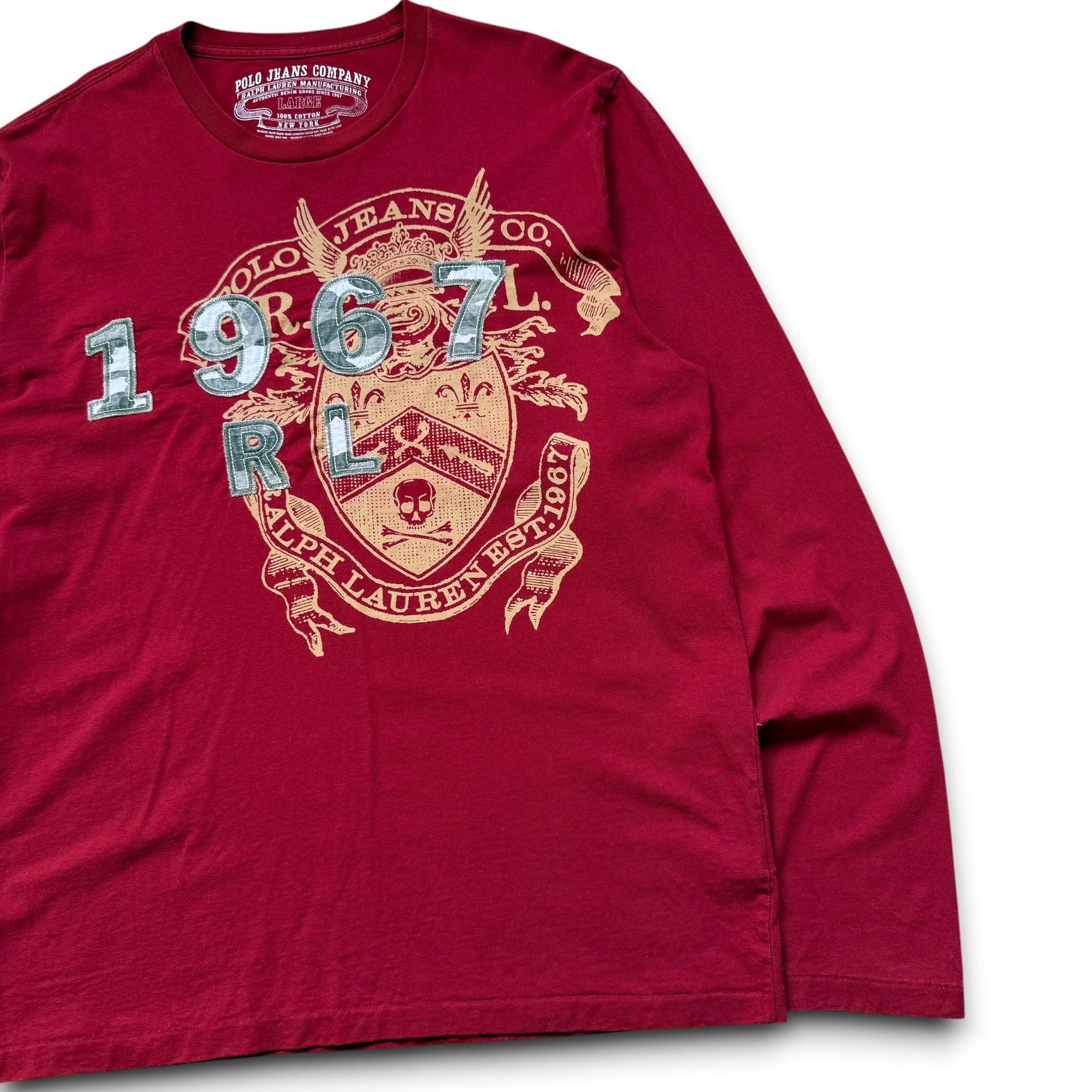 Ralph Lauren 2000's graphic embroidered long sleeve tee (L)