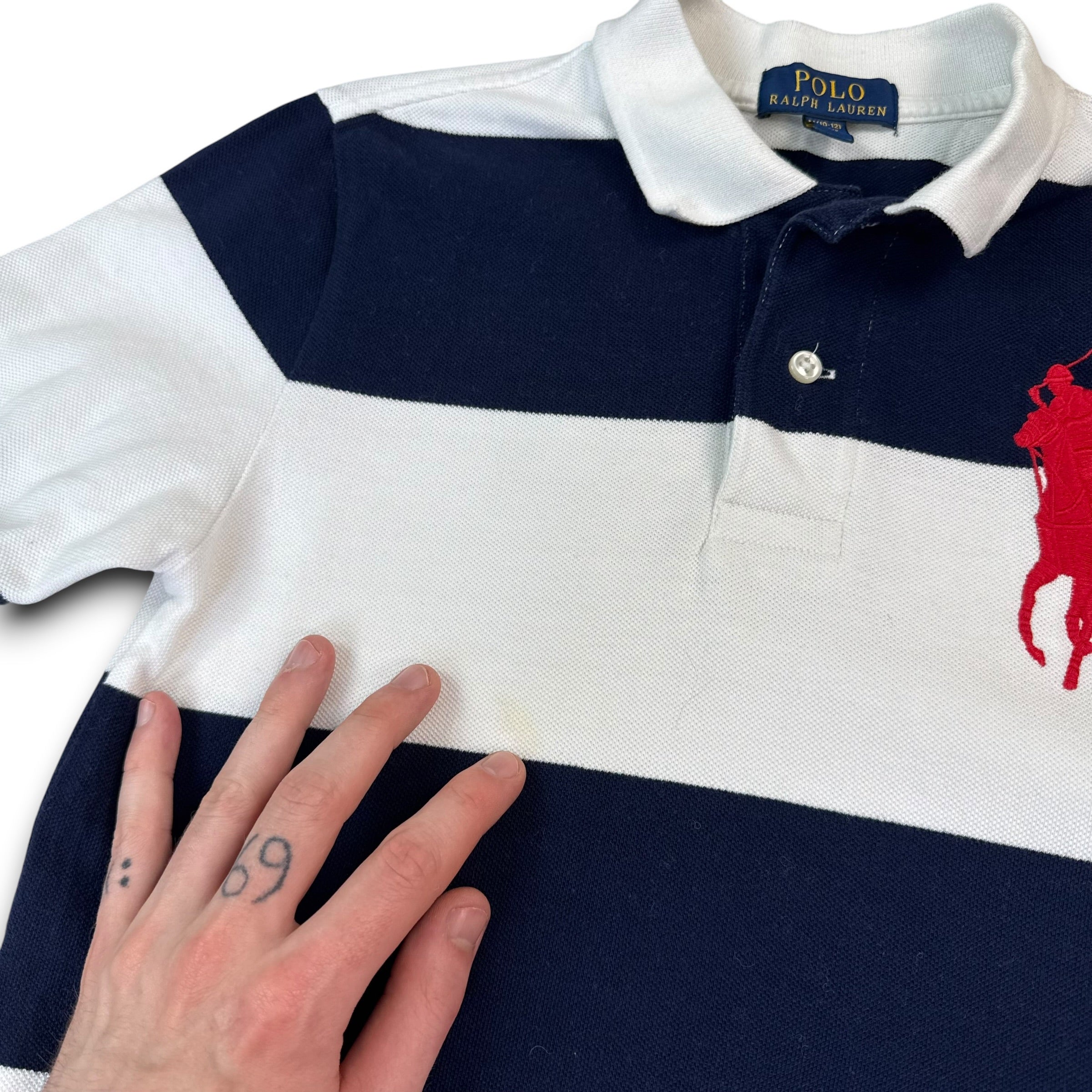 Ralph Lauren 2000's horizontal striped big pony polo shirt (XS)