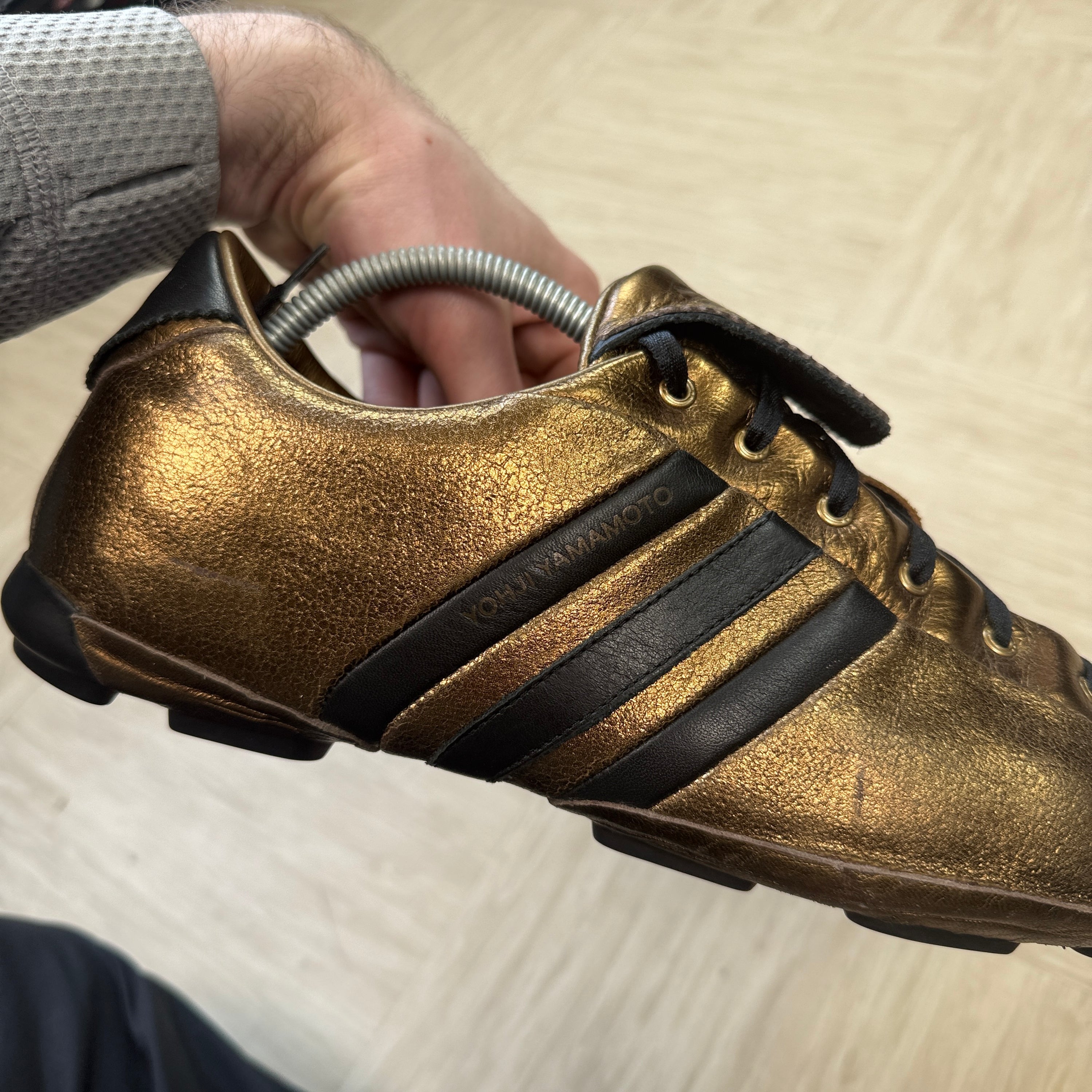 Adidas x Yohji Yamamoto 2007 metallic gold field trainers (UK10)
