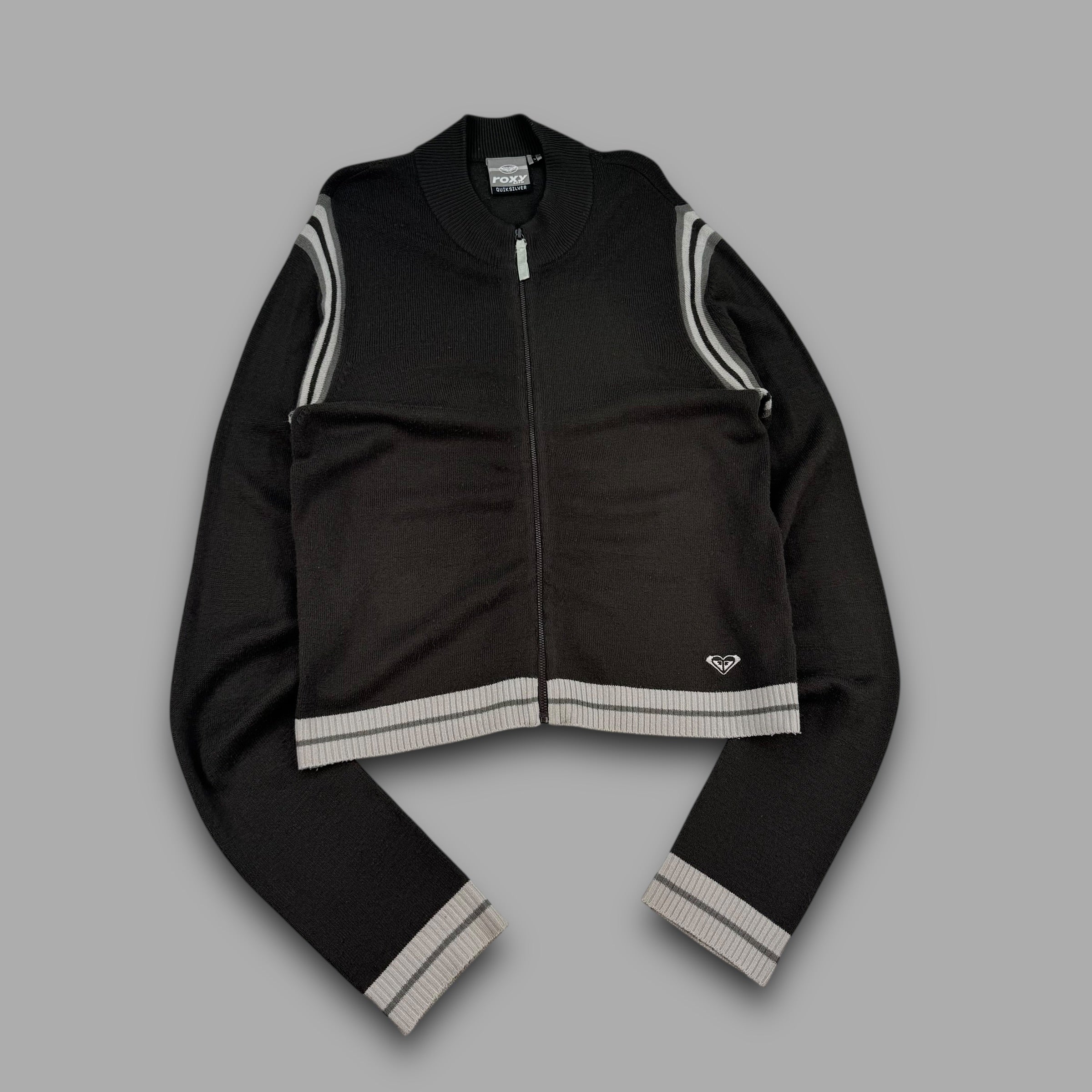 Quiksilver x roxy 2000's knitted cropped zip up track jacket (M) wms