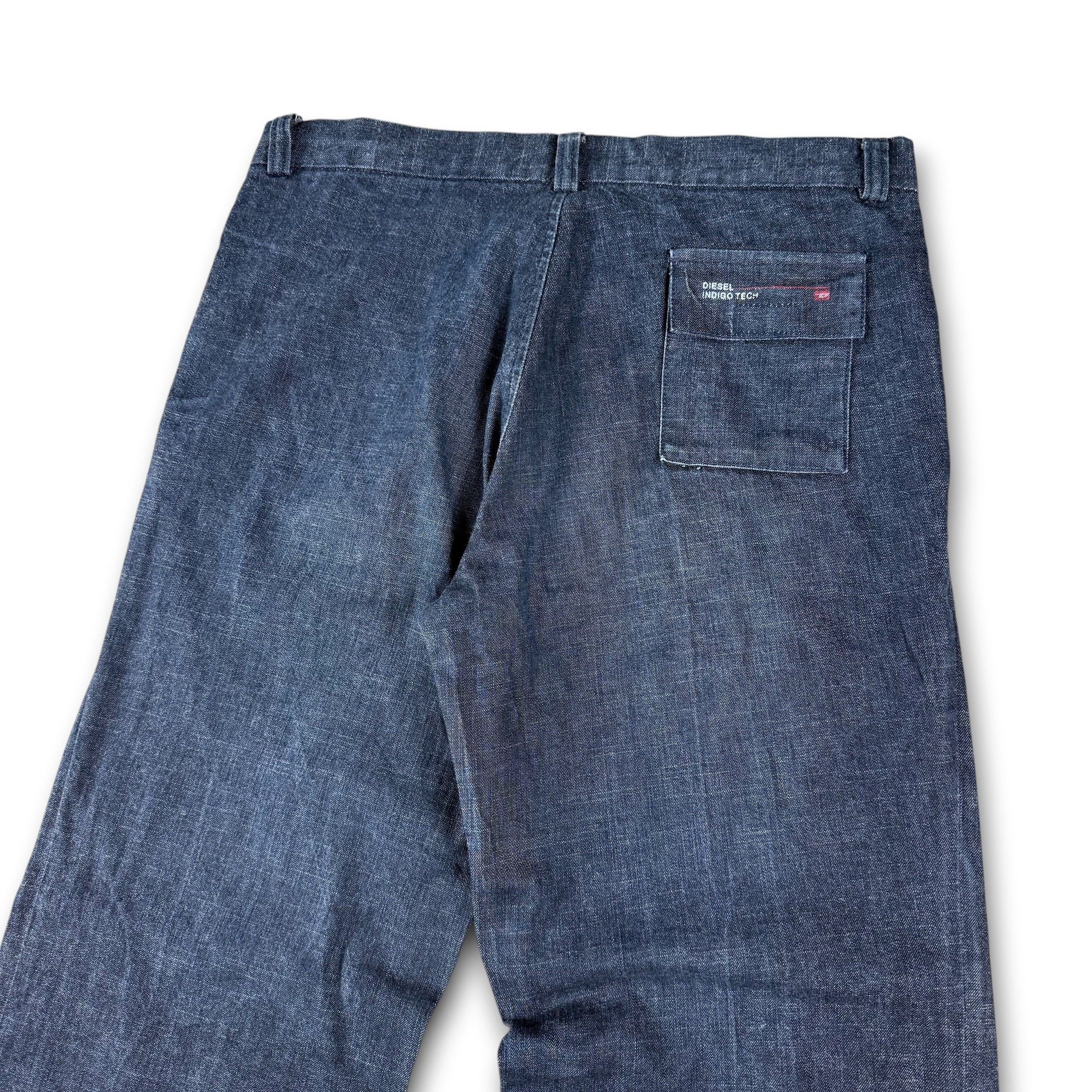 Diesel indigo tech 2000's relaxed baggy wide leg denim jeans (S-M)