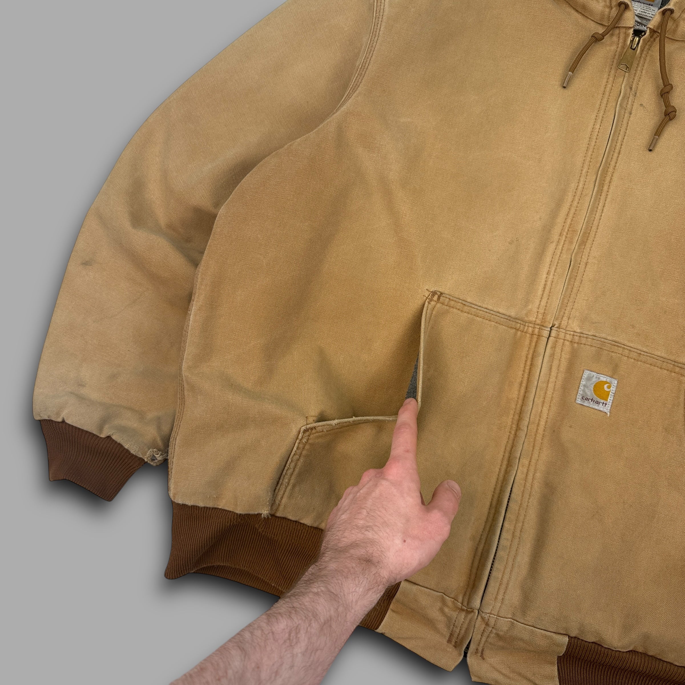 Carhartt 2000's zip-up embrodiered work wear hooded jacket (XL)