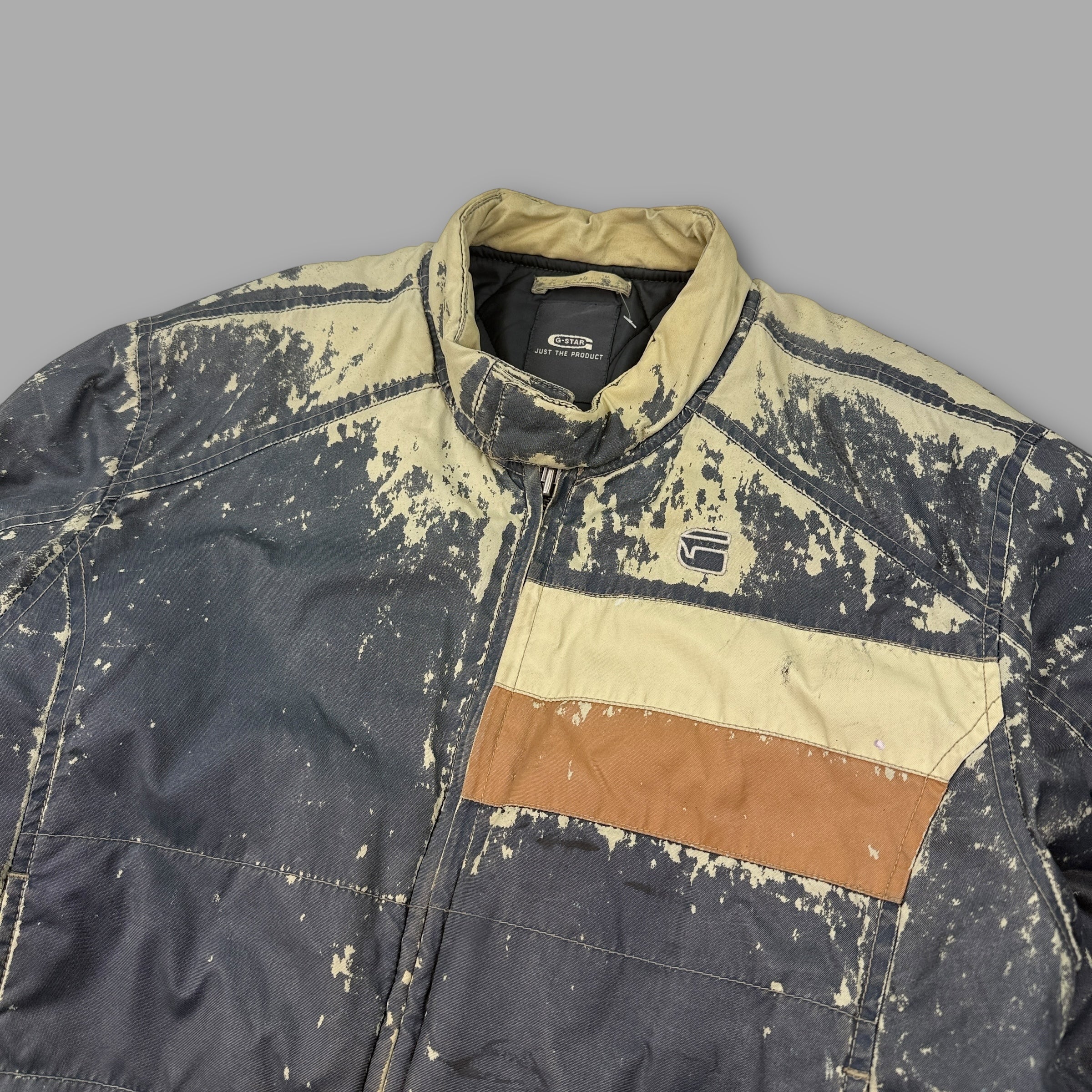 G-star 2000's technical distressed padded zip up quilted jacket (L)