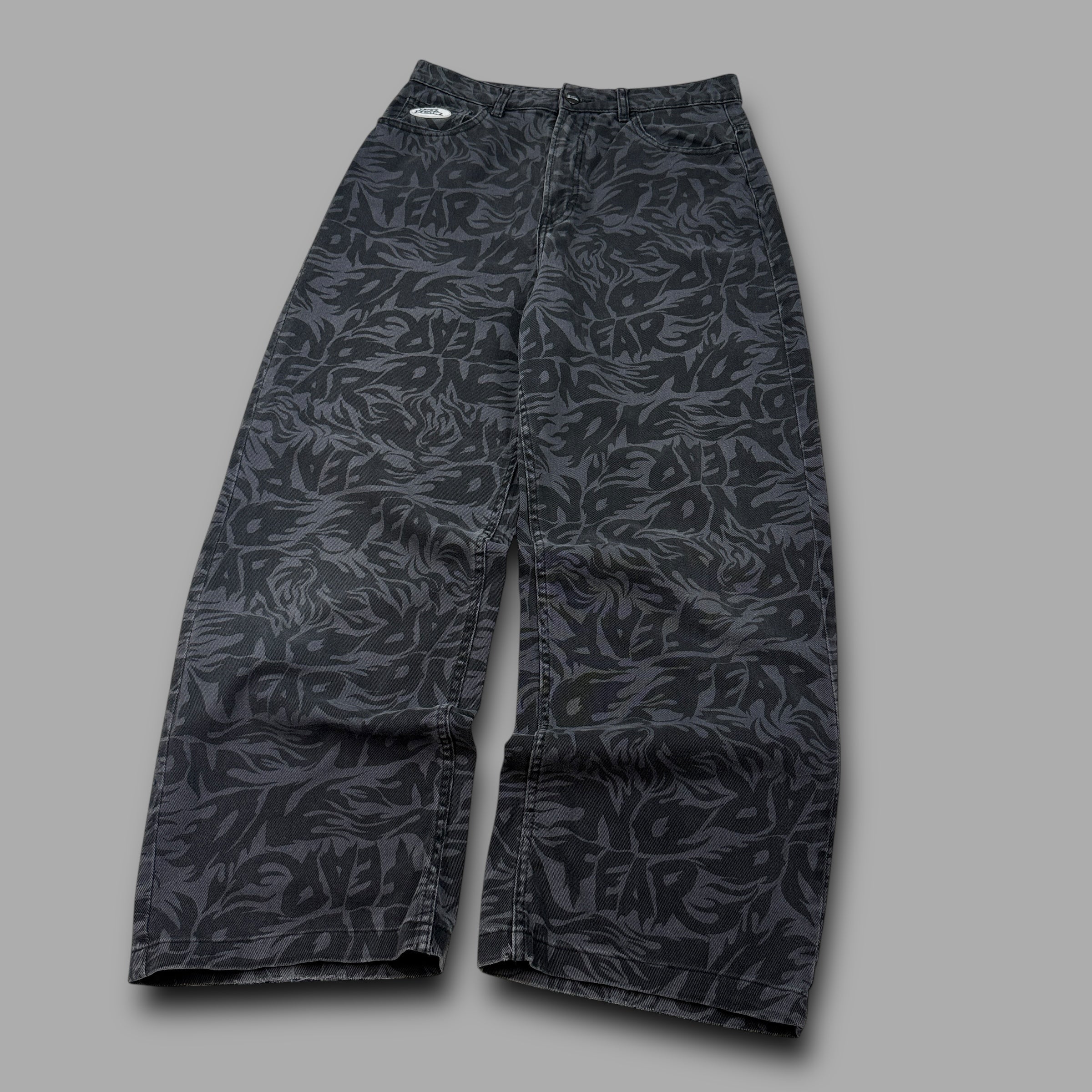 No fear 2000's baggy wide leg monogram trousers (S)