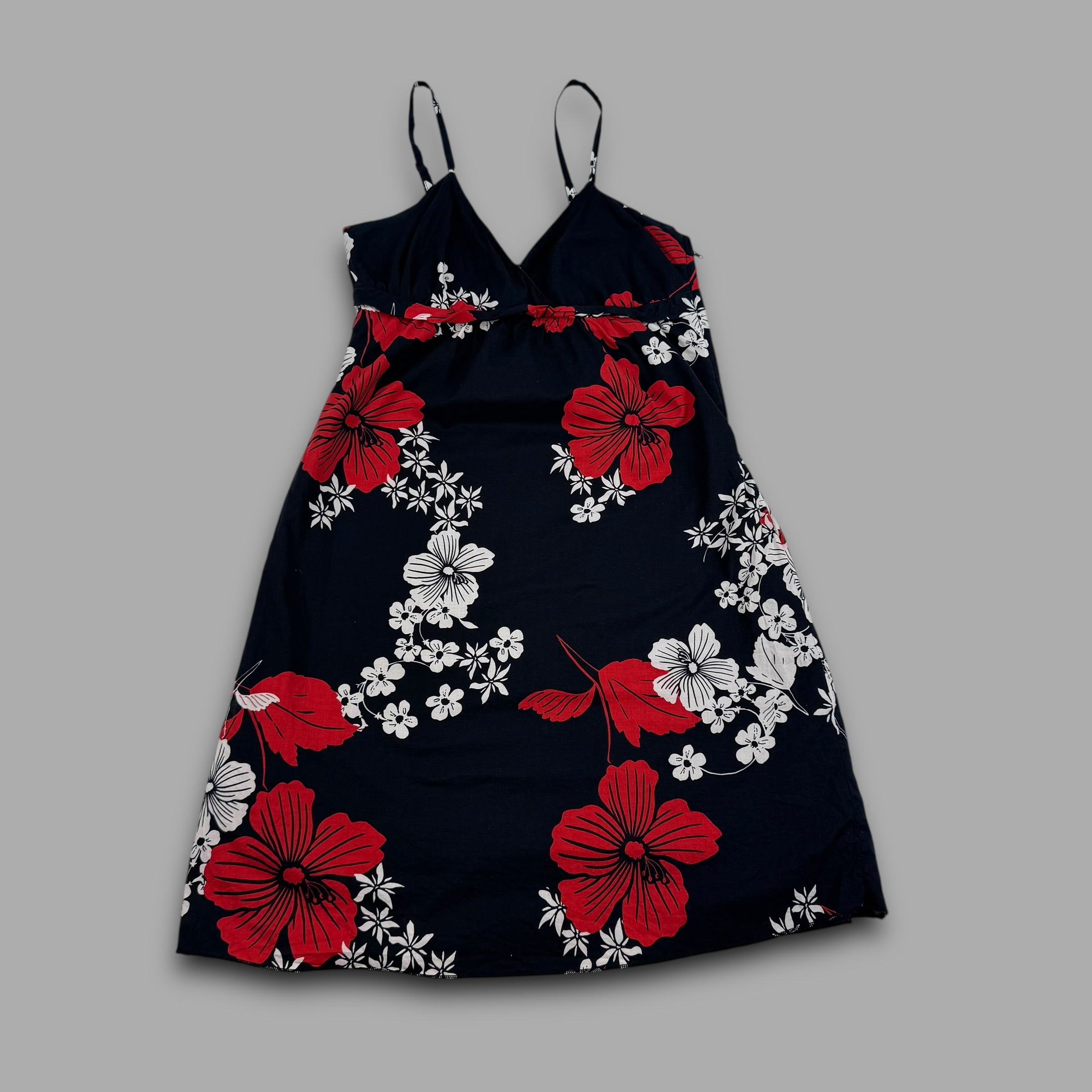 Roxy 2000's spaghetti strap v-neckline floral monogram mini dress (S) wms