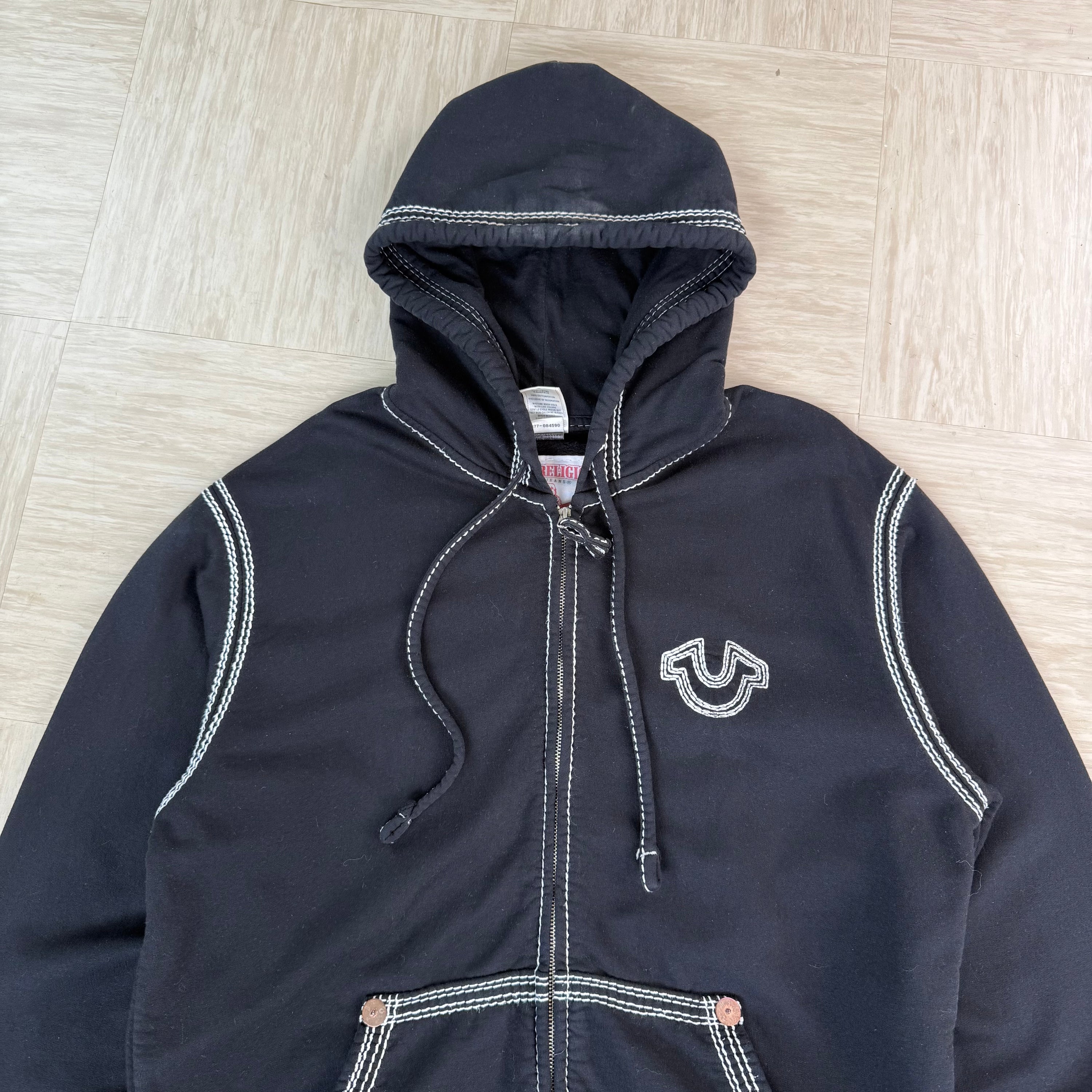 True religion 2000's triple stitch zip up hoodie (L)