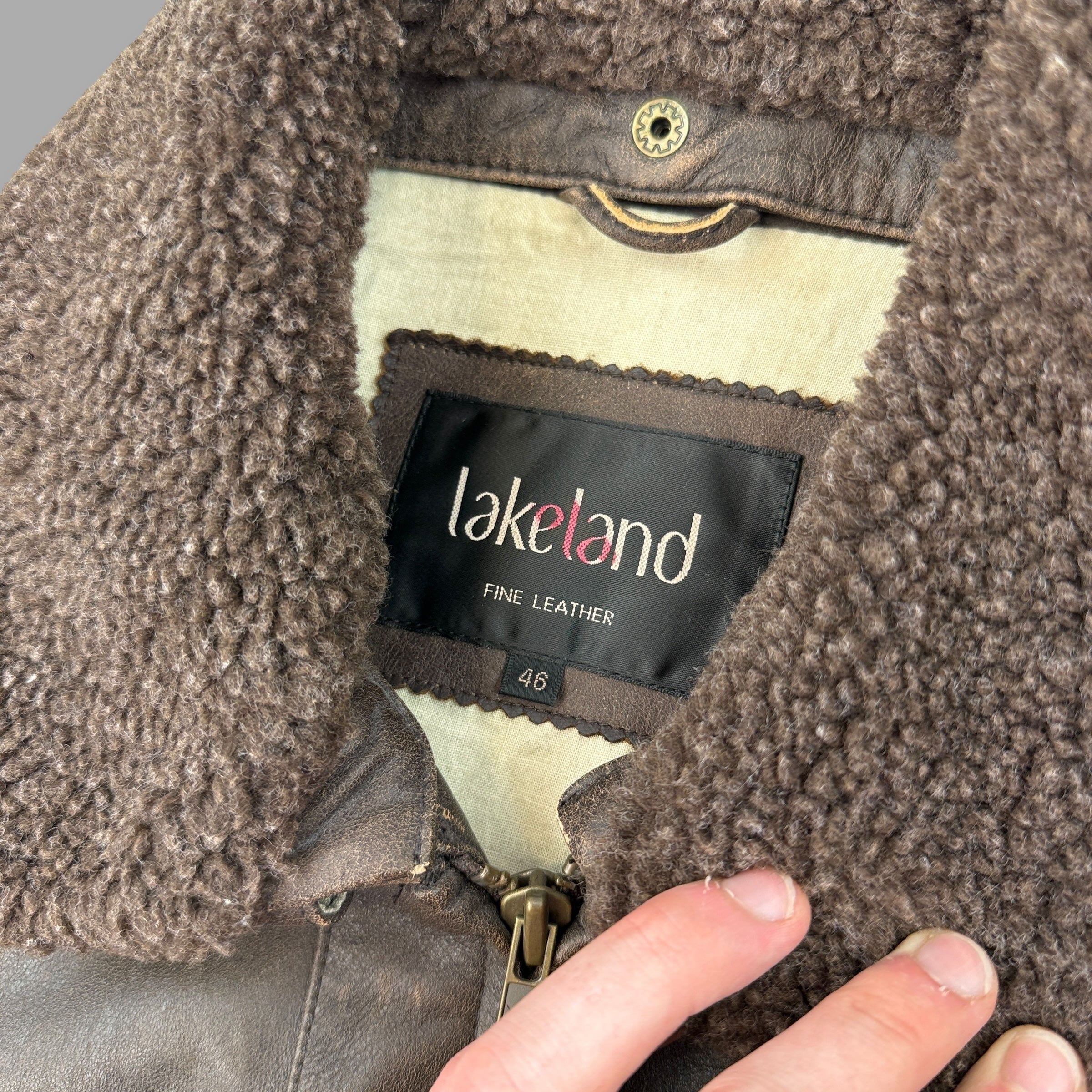 Lakeland leather 2000's full zip sherpa collar leather jacket (L)