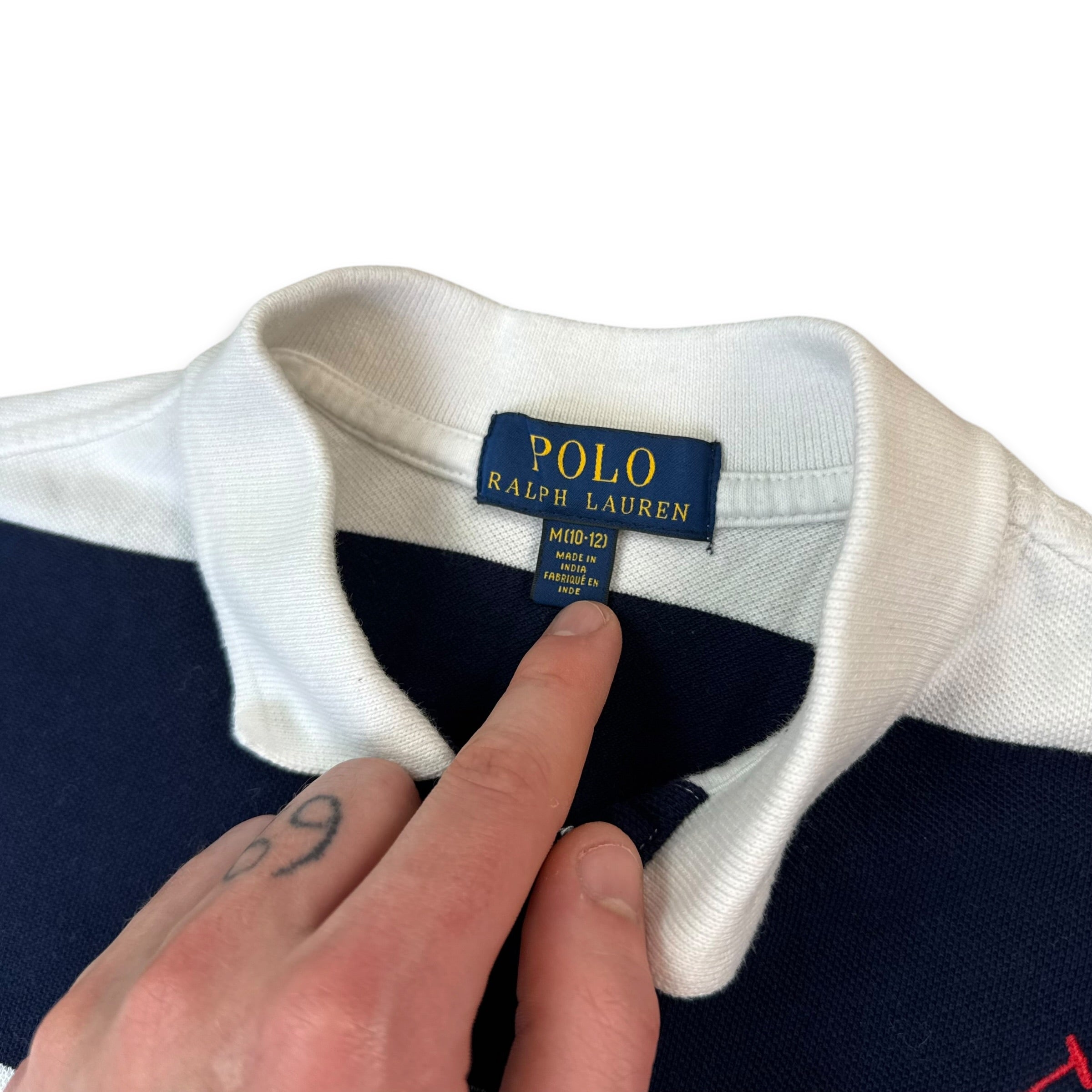 Ralph Lauren 2000's horizontal striped big pony polo shirt (XS)