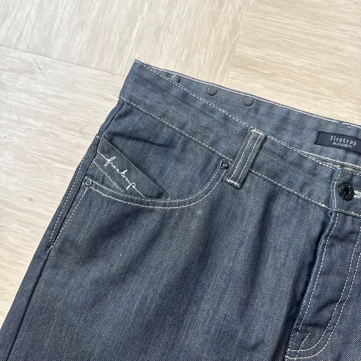 Firetrap black seal 2000's pure indigo relaxed denim bootcut jeans (S)