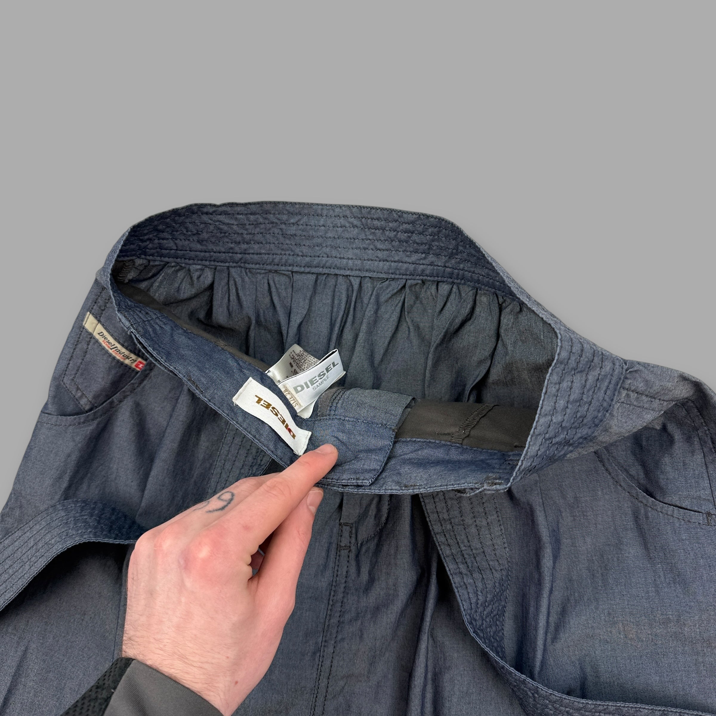 Diesel 2000s belted pocketed A-line skirt (XS) wms