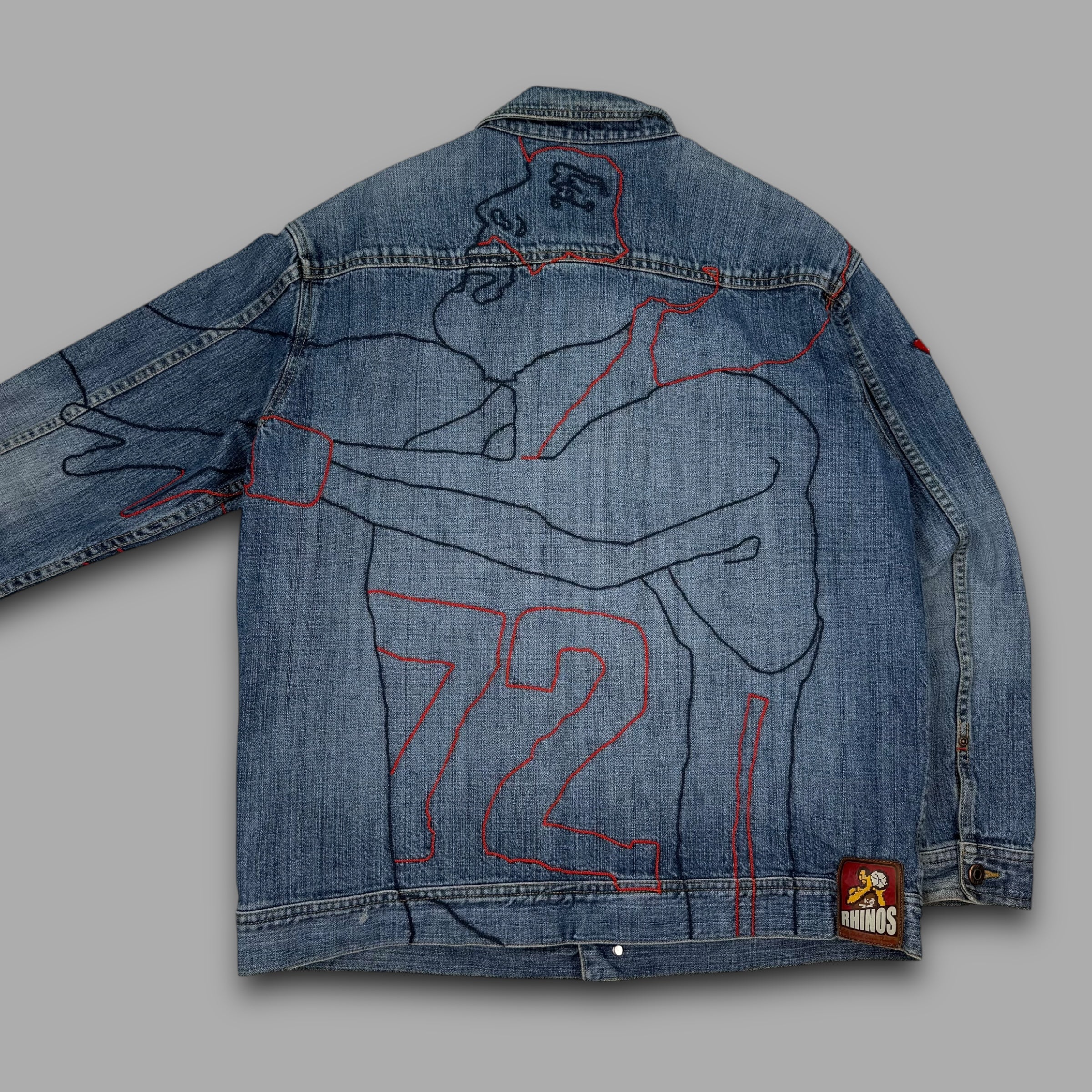 Ecko 2000's embroidered graphic denim jacket (M)