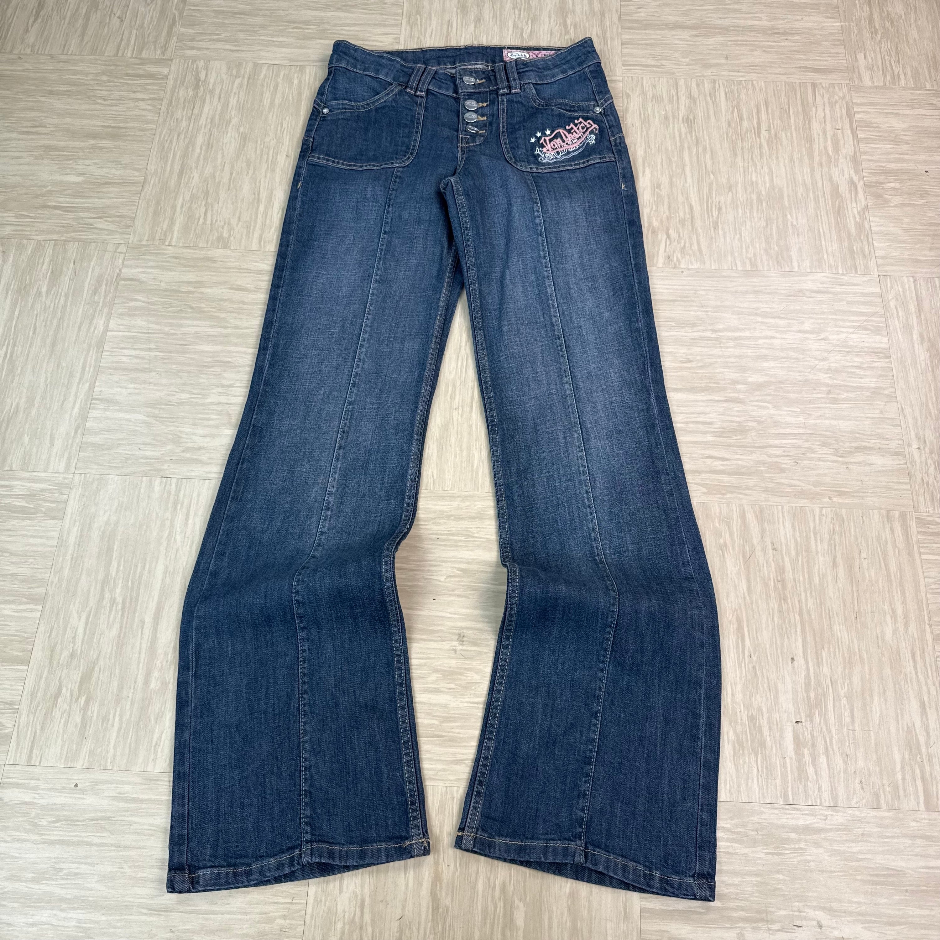 Von Dutch x Bershka graphic relaxed denim bootcut jeans (M) wms