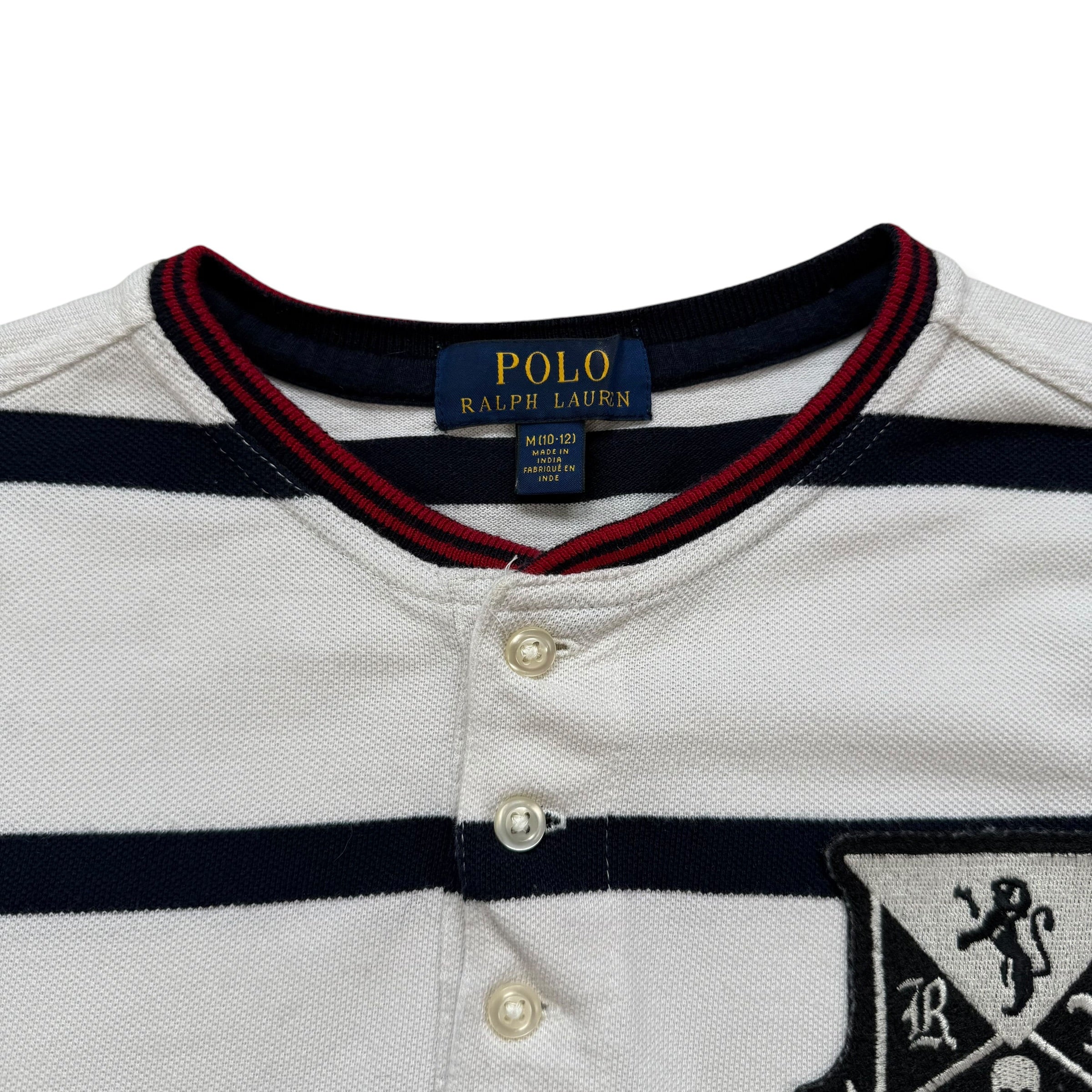 Ralph Lauren 2000's horizontal stripe embroidered Henley tee (XS)