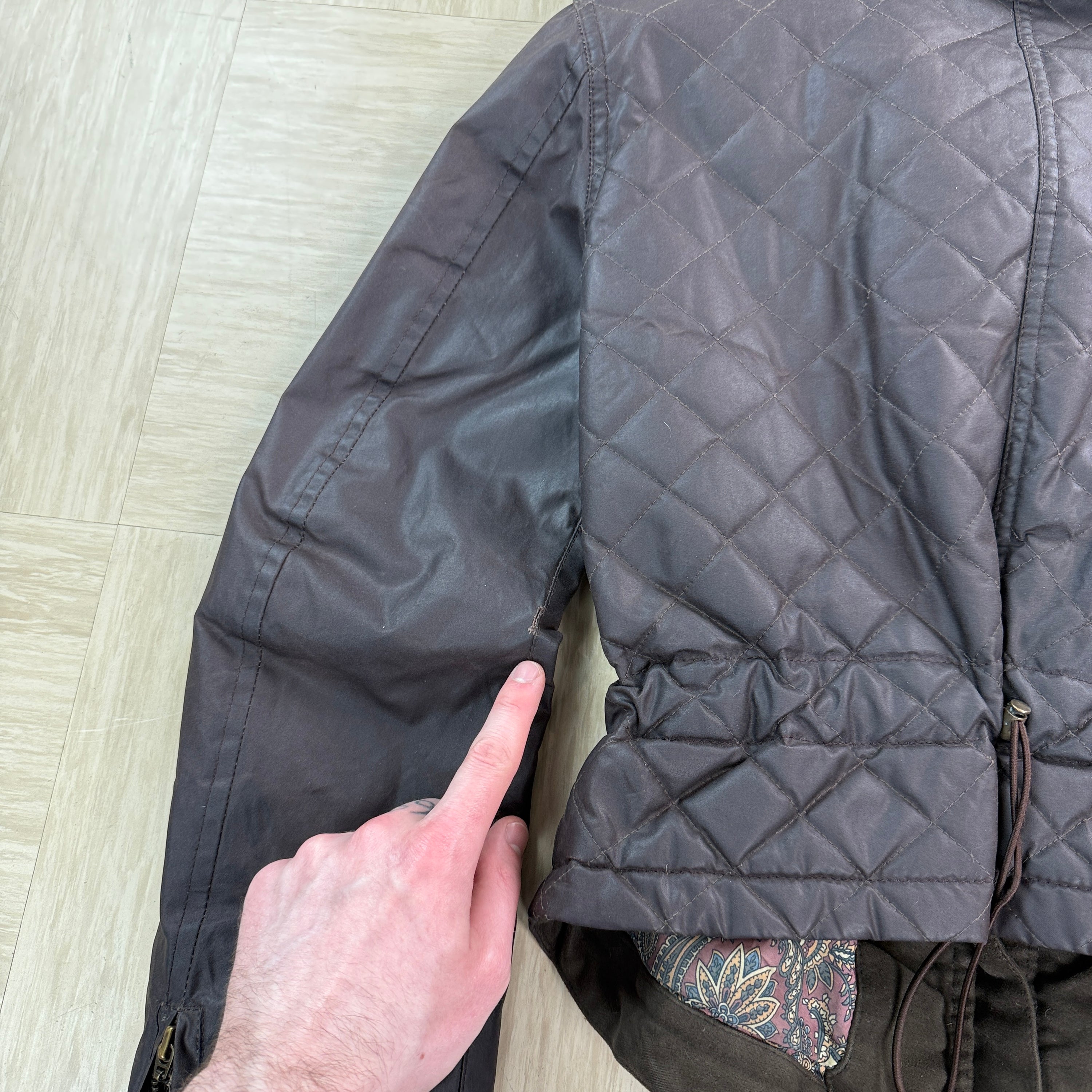 Belstaff 2000's fur collar leather wax jacket (M) wms