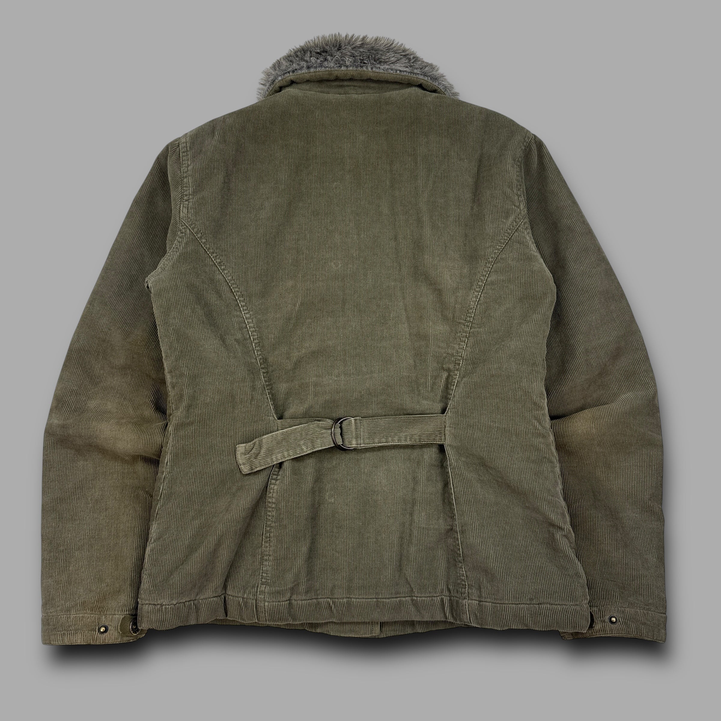 Billabong 2000's corduroy multi-pocket fur collar zip-up jacket (S)