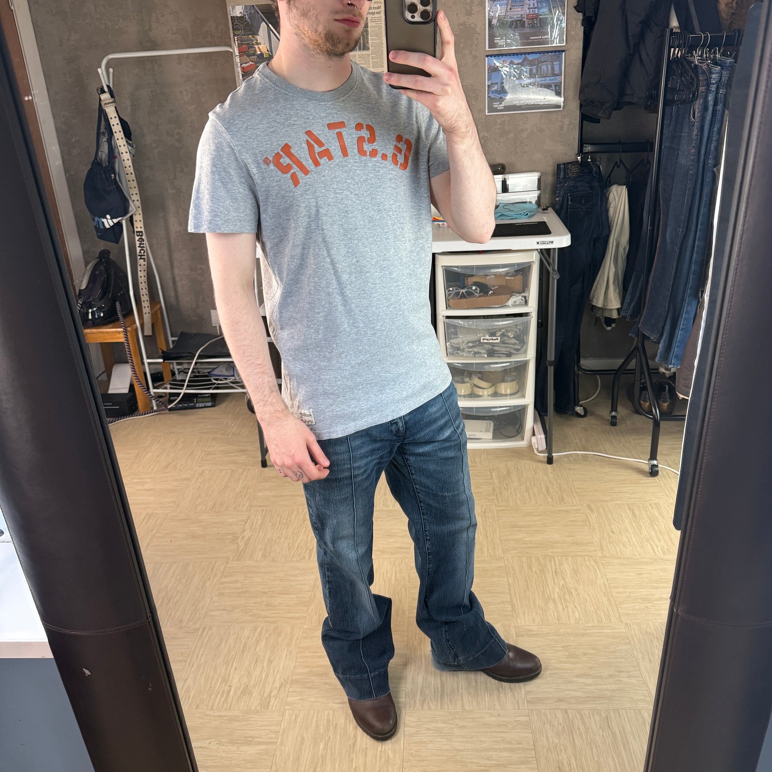 Gstar raw 2000's puff print spellout muscle fit tee (S)