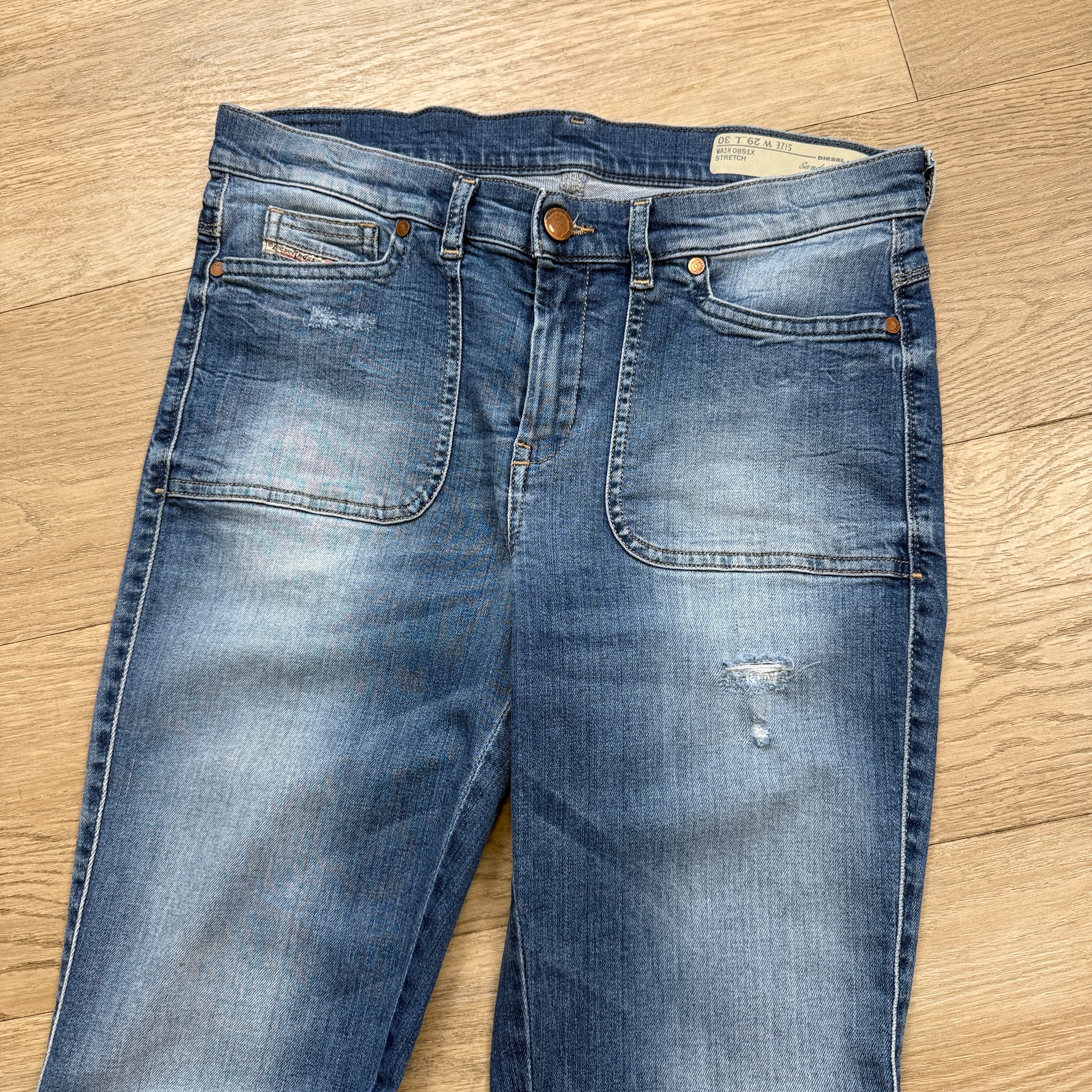 Diesel 2000's slim bootcut stretch washed denim jeans (M) wms