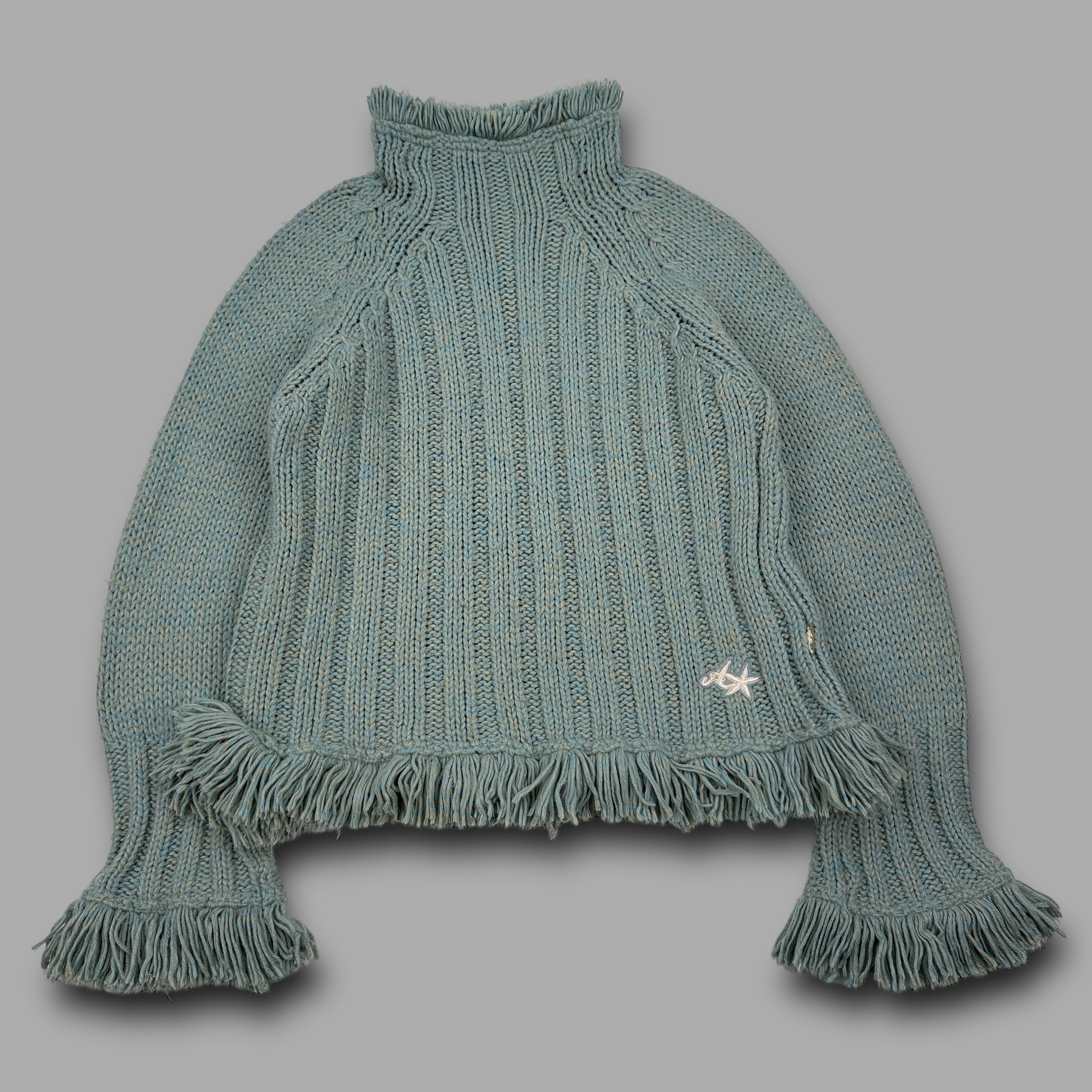 Animal 2000's knitted jumper with fringe hem neck and cuffs (L) wms