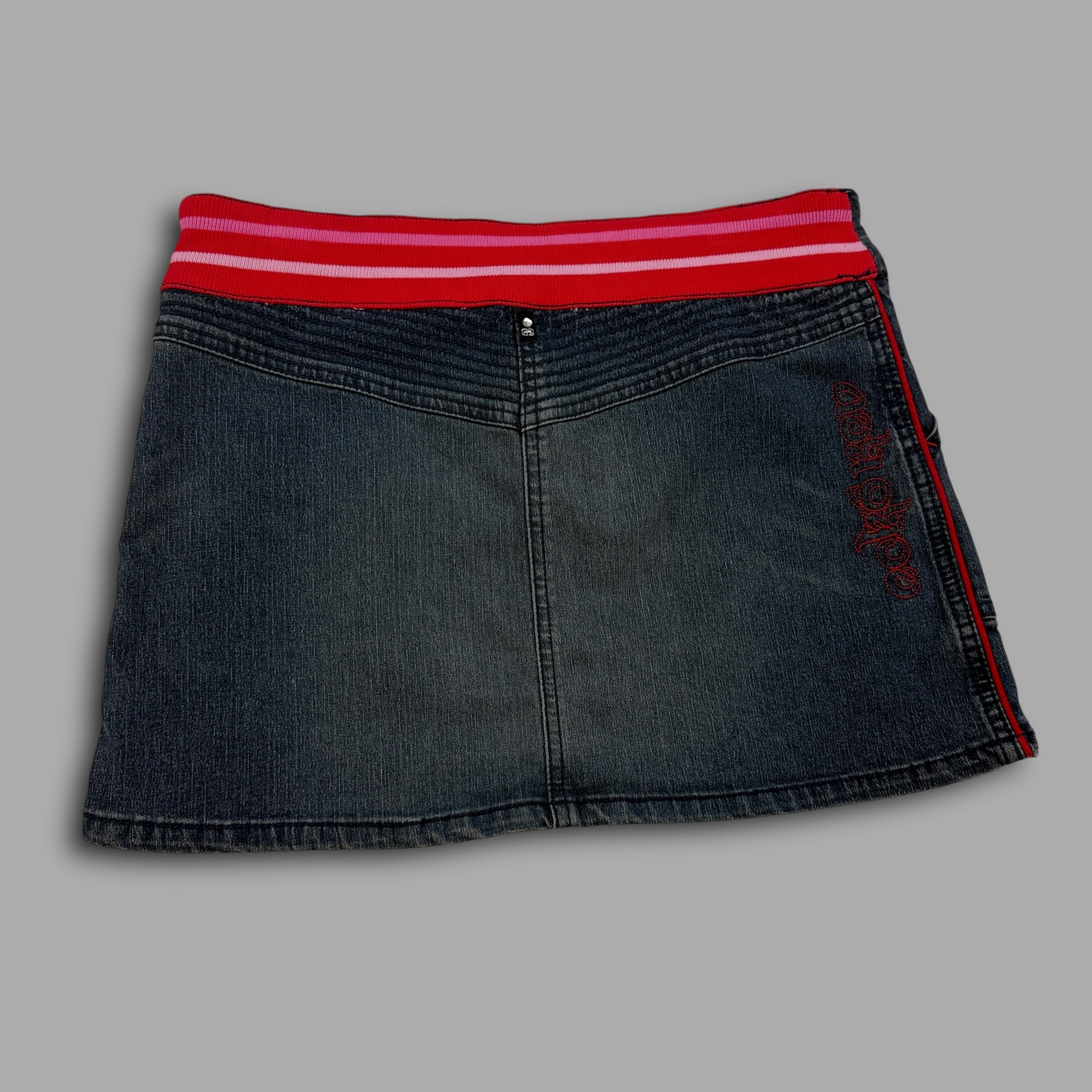 Ecko 2000's technical embroidered denim mini skirt (S)