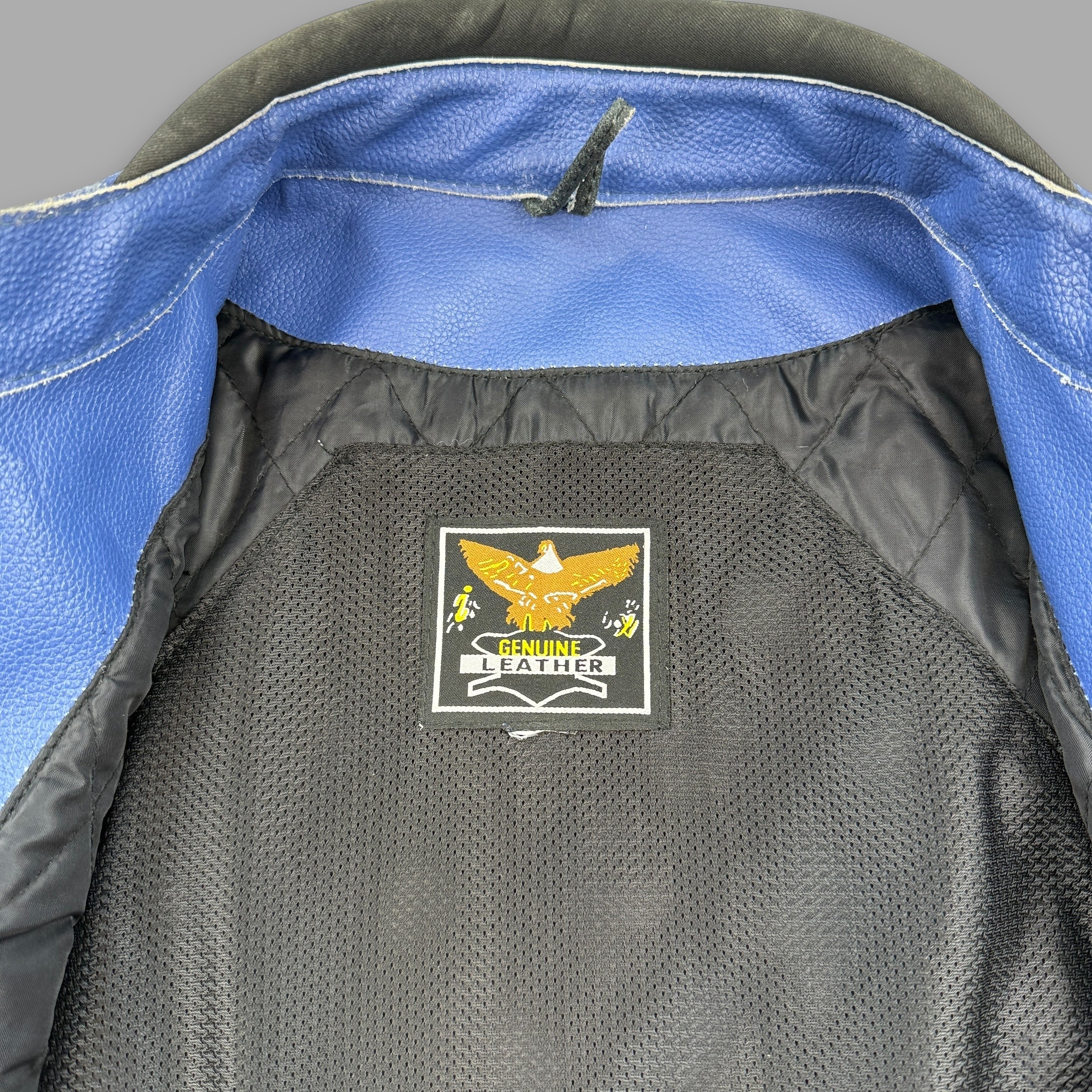 Yamaha 2000's leather padded full-zip biker racing jacket (M-L)