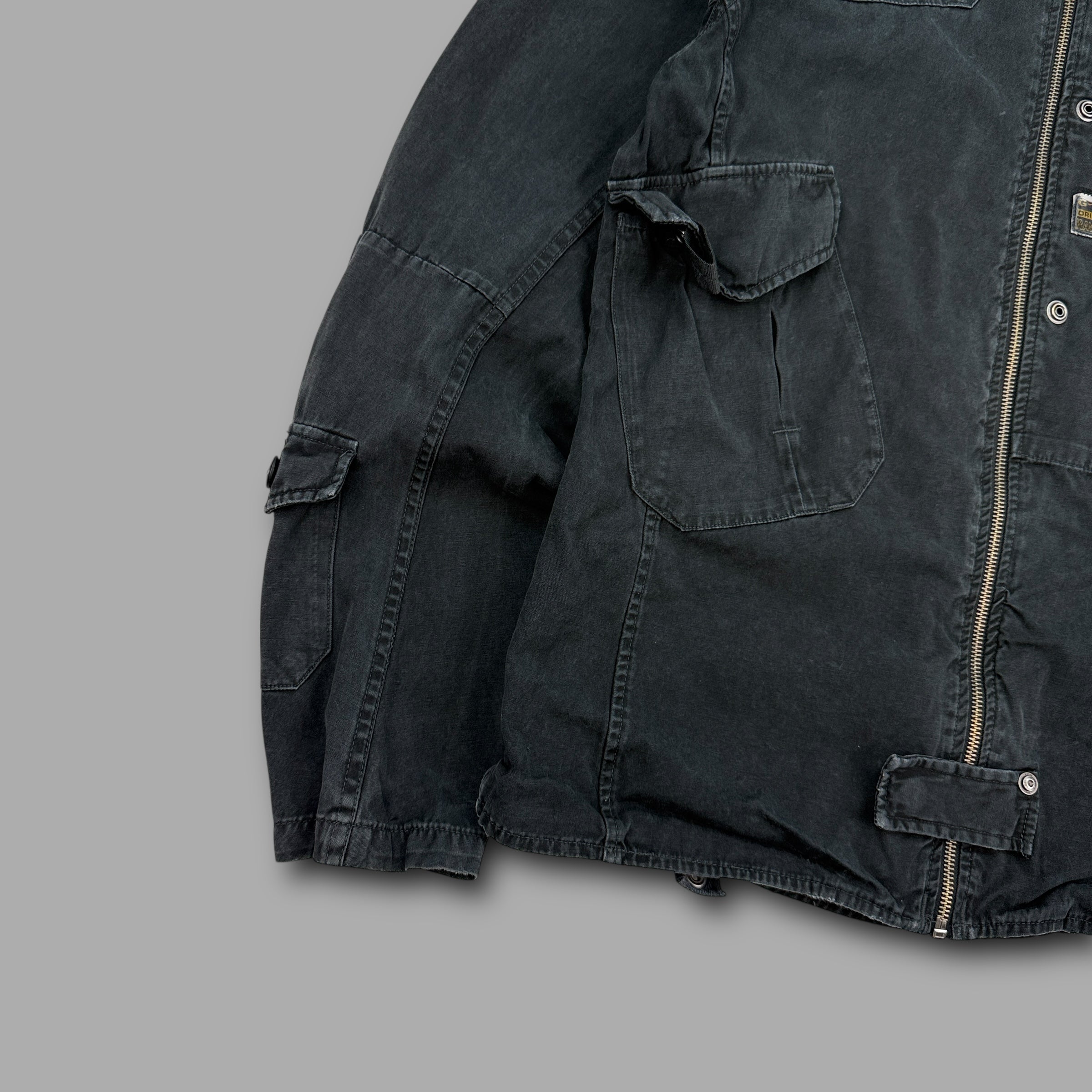 Gstar RAW 2000's technical multi-pocket hooded military jacket (L)