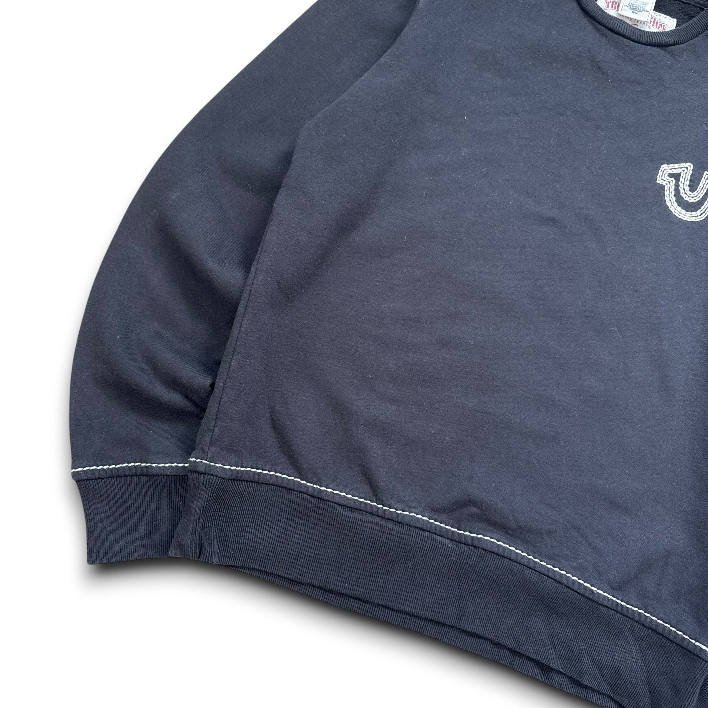 True religion 2000's contrast triple stitch pullover sweatshirt (M)